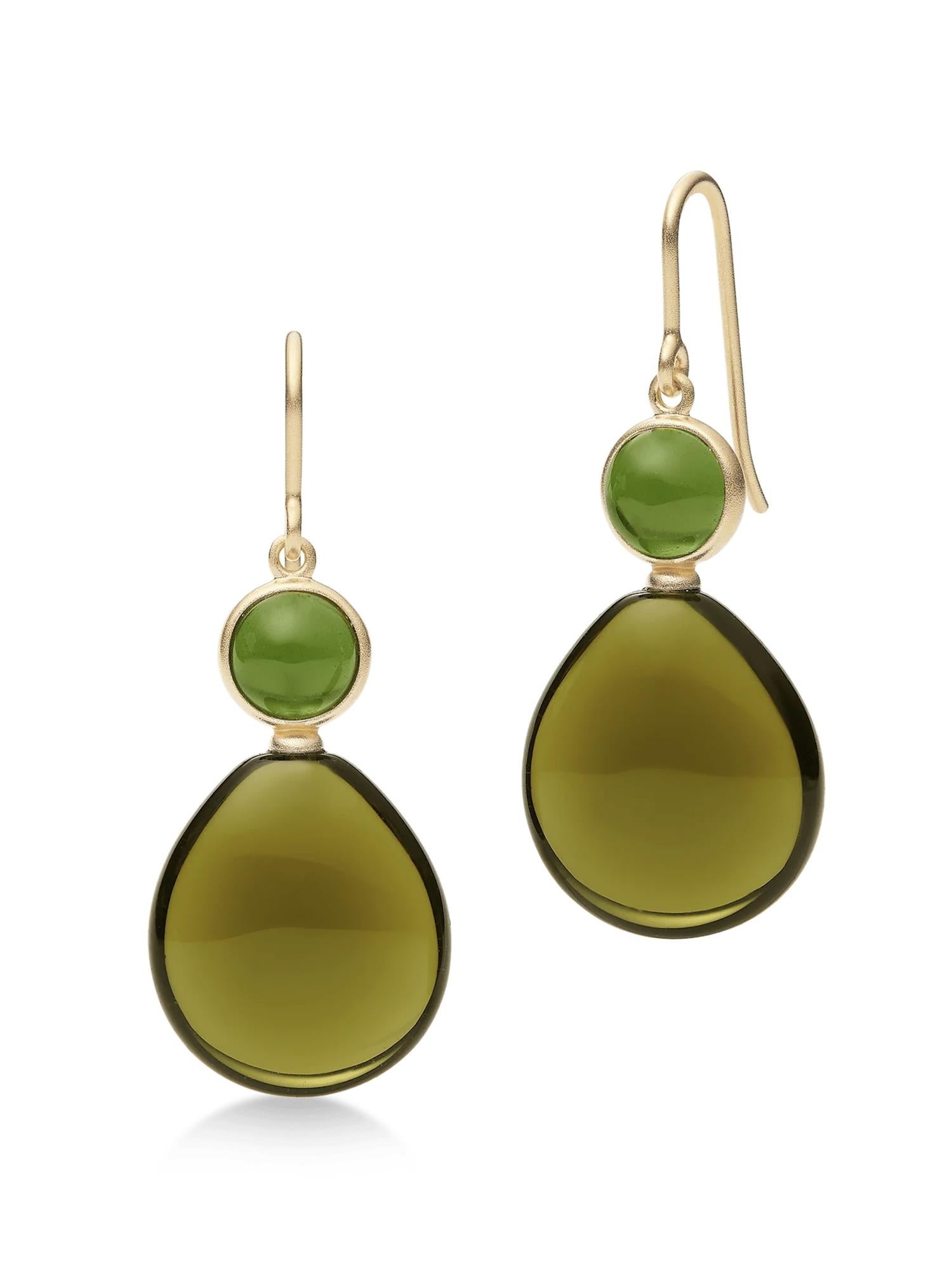 Prime Drop Earrings Moss Green and Olive Crystal