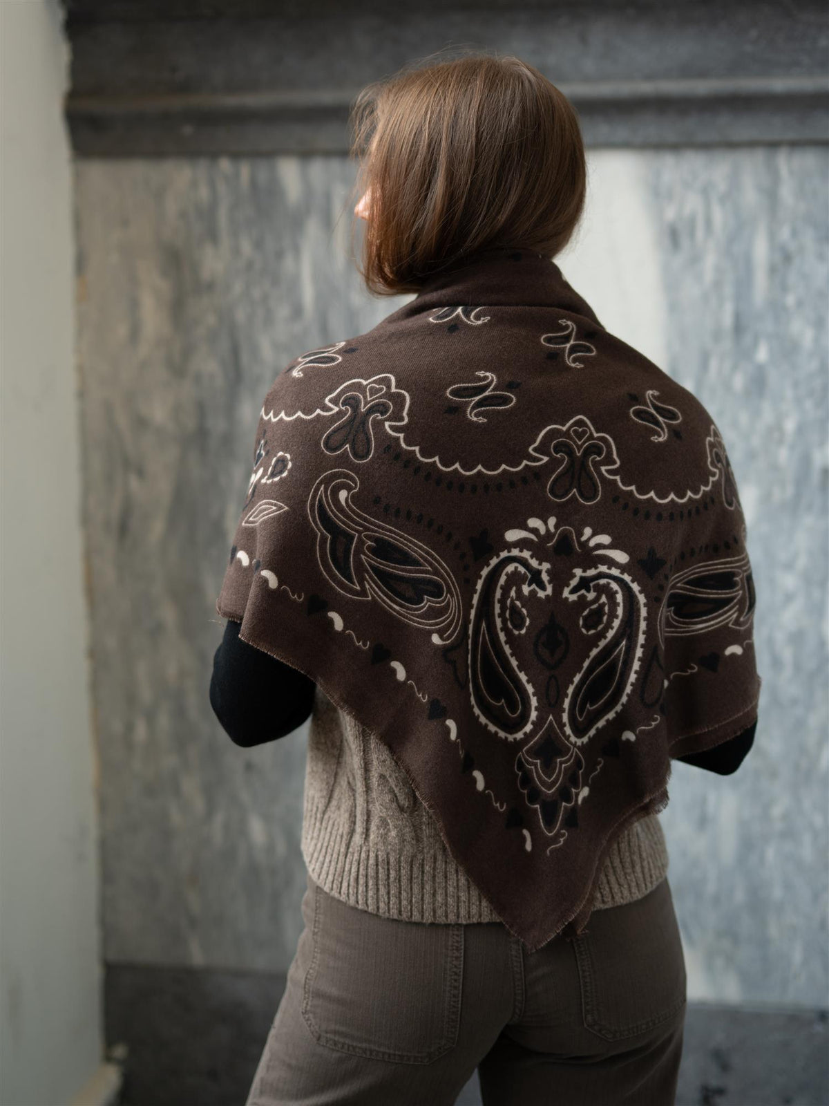 Heritage Paisley Scarf Dark Brown
