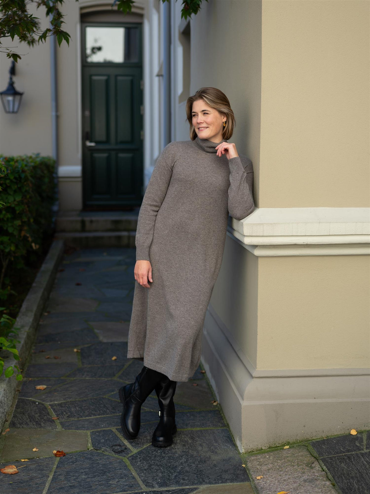 Turtleneck Dress Stone