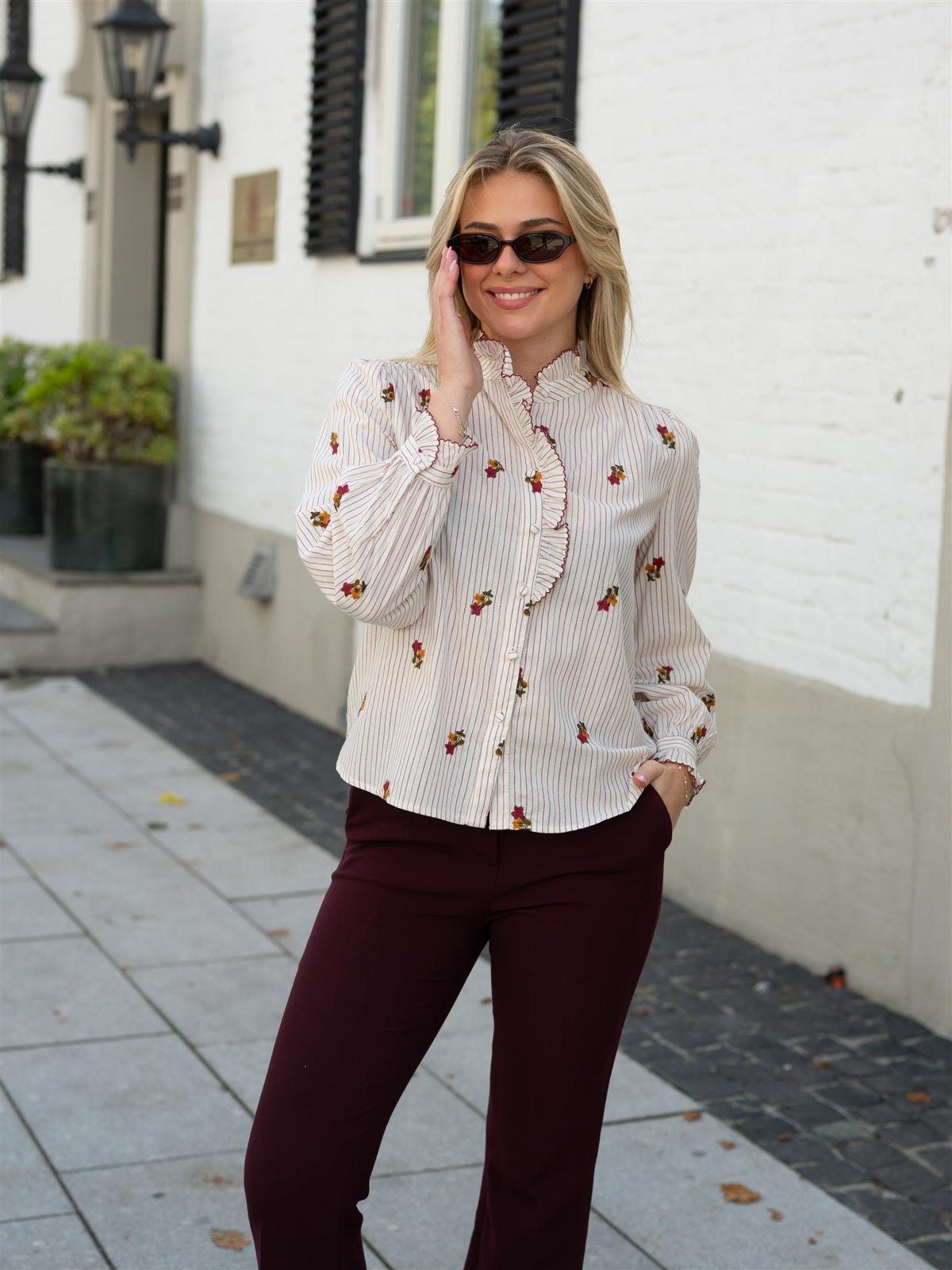 Checked Shirt with Embroidery