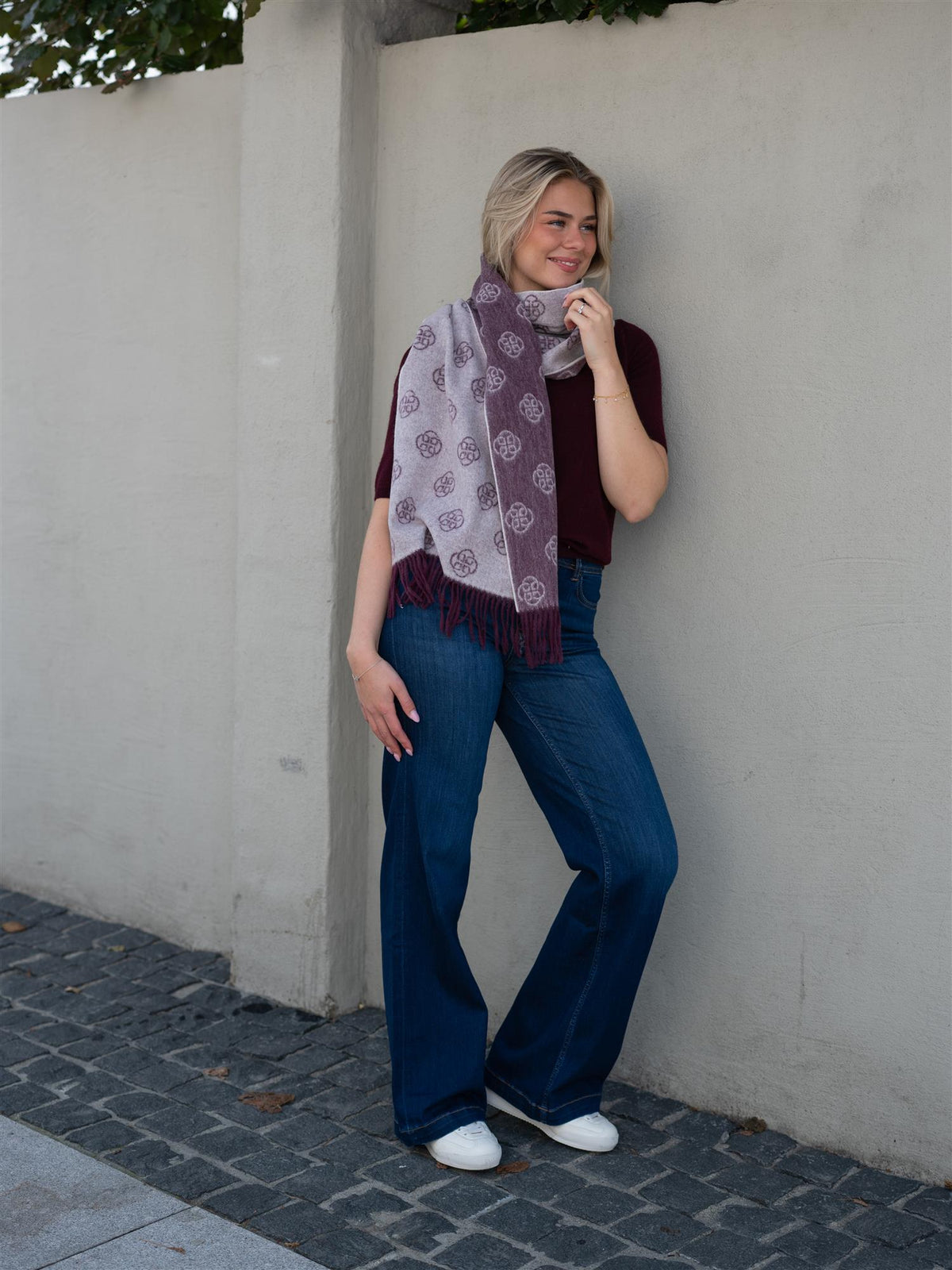 Monogram Wool Scarf Darkened Wine