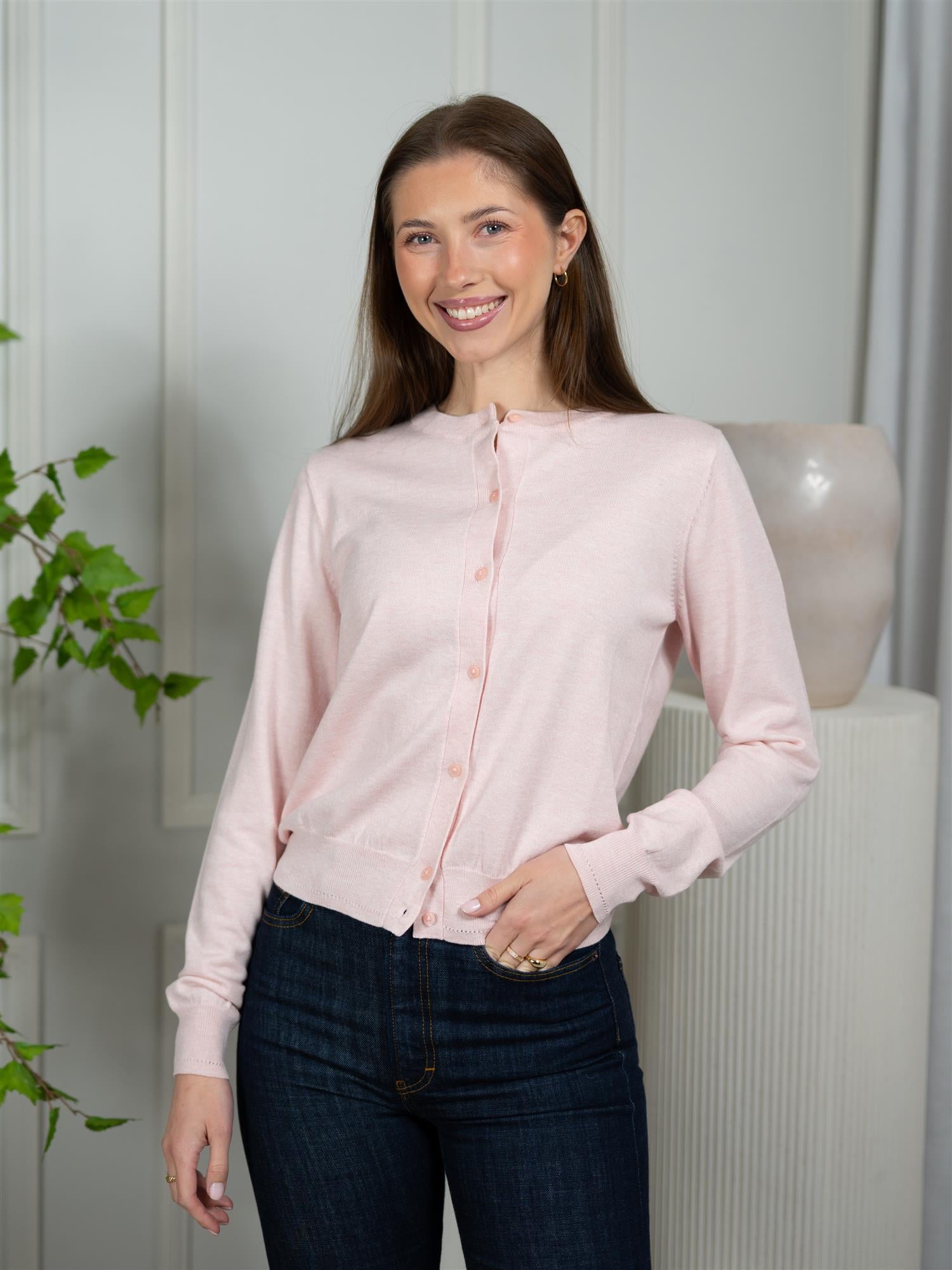 Lexington Fine Knitted cardigan Light Pink