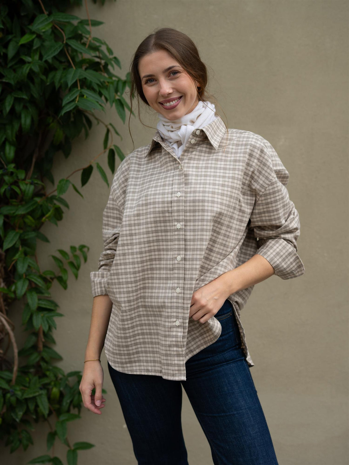 Edwina Flannel Shirt Checked Taupe