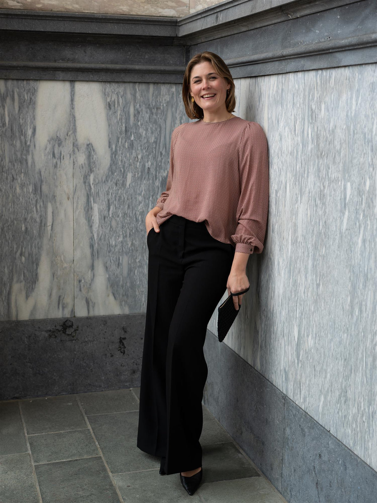 Carmen Blouse Long Puff Sleeve Dark Red