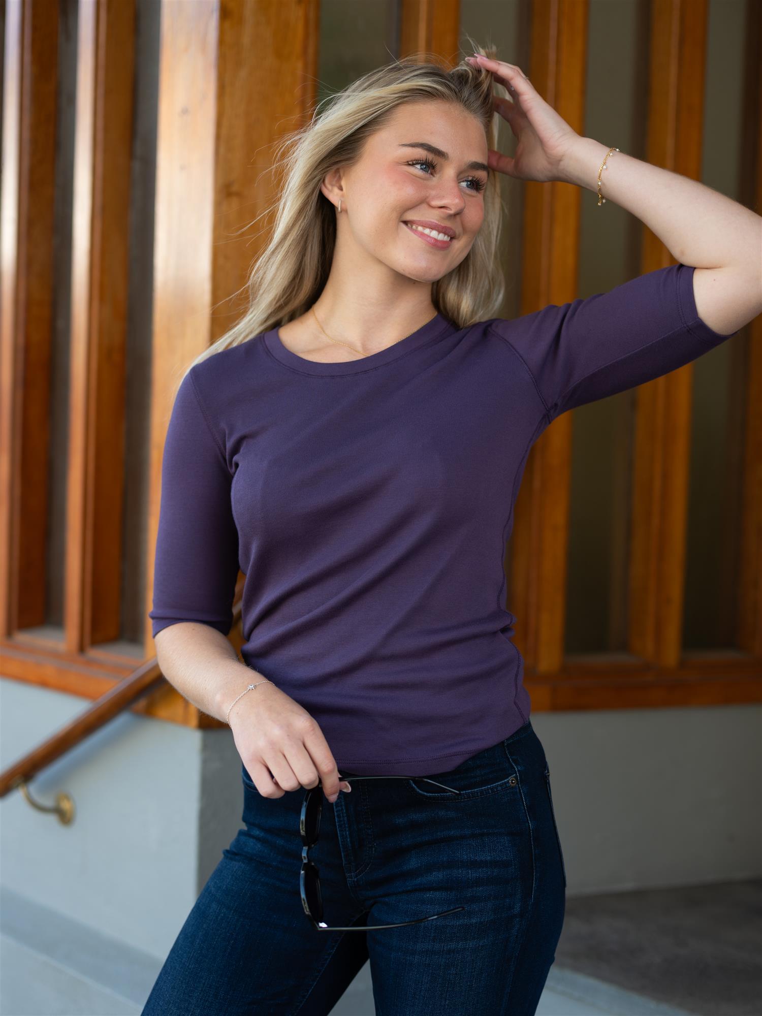 MMMali O-Neck3/4 Sleeve Tee Sweet Grape