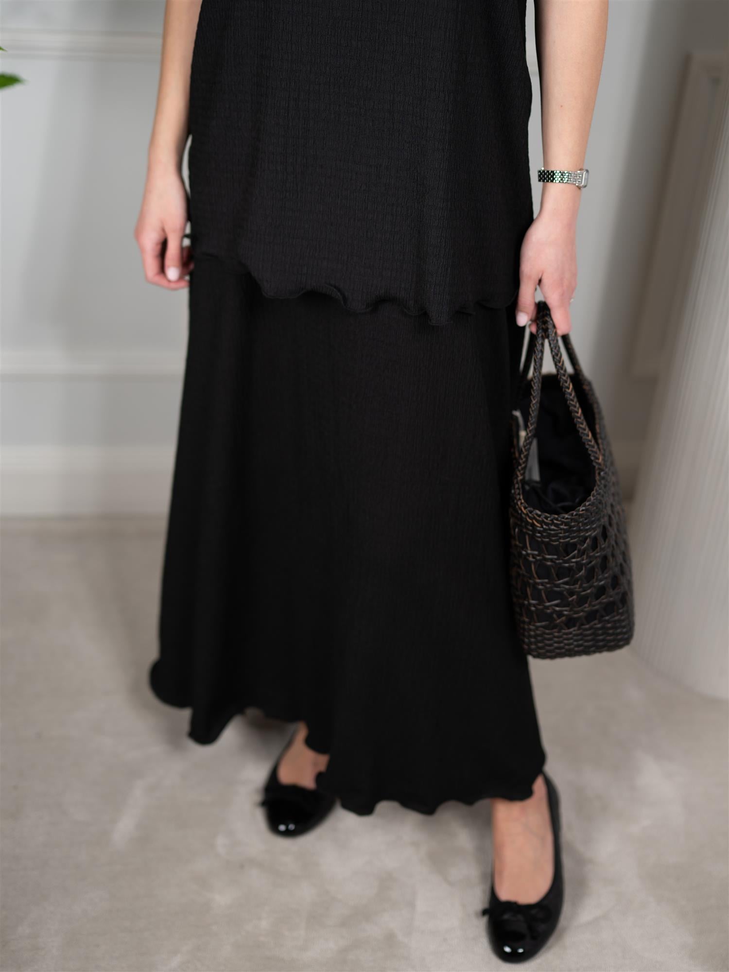 Christian Aks Astrid Crincle Dress Black