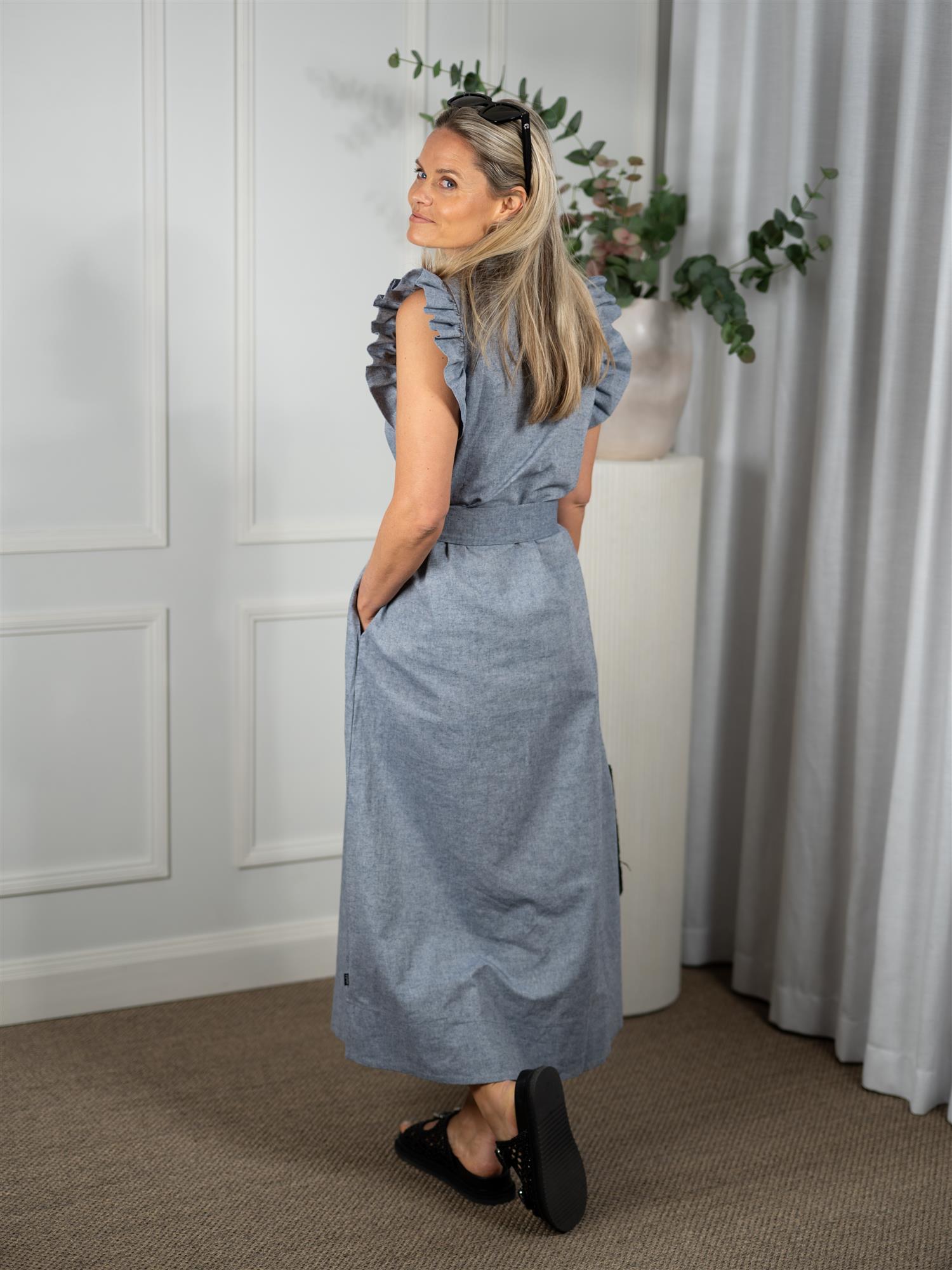 Pam Linen Dress Denim Blue