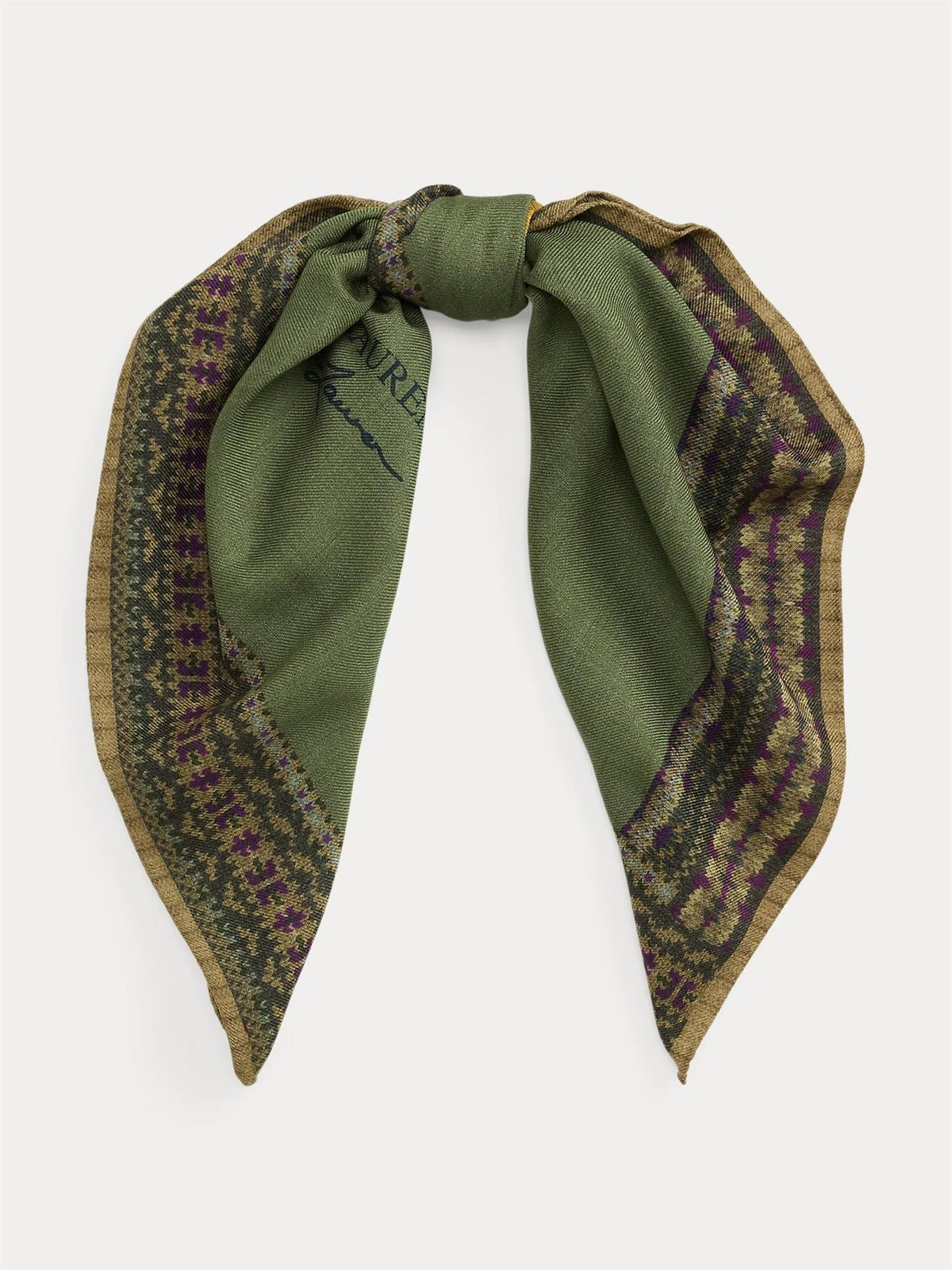 Polo Bear Wool Square Scarf Farm Olive