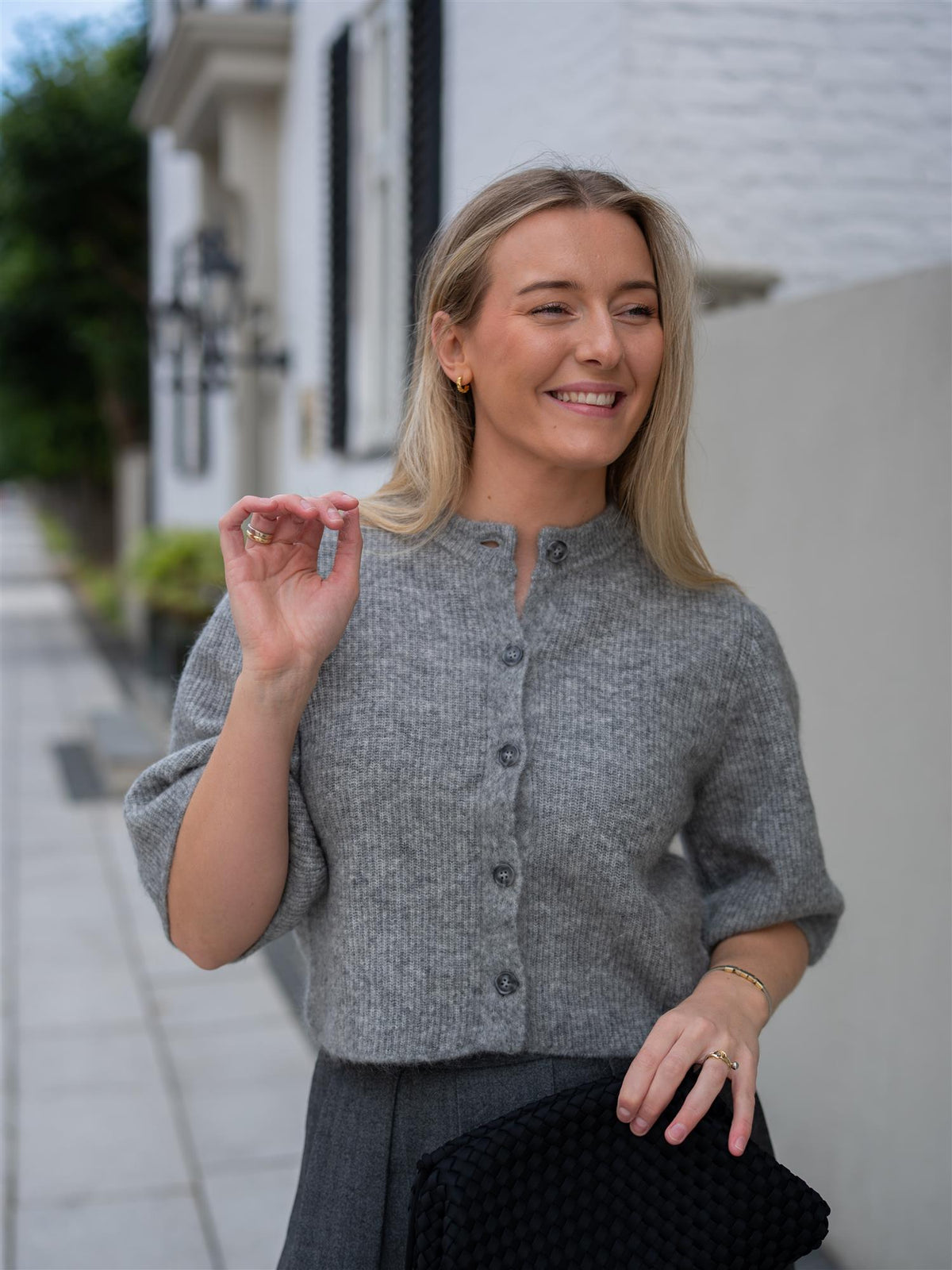 AKS LABEL Nolita Mohair Cardigan Grey Mel