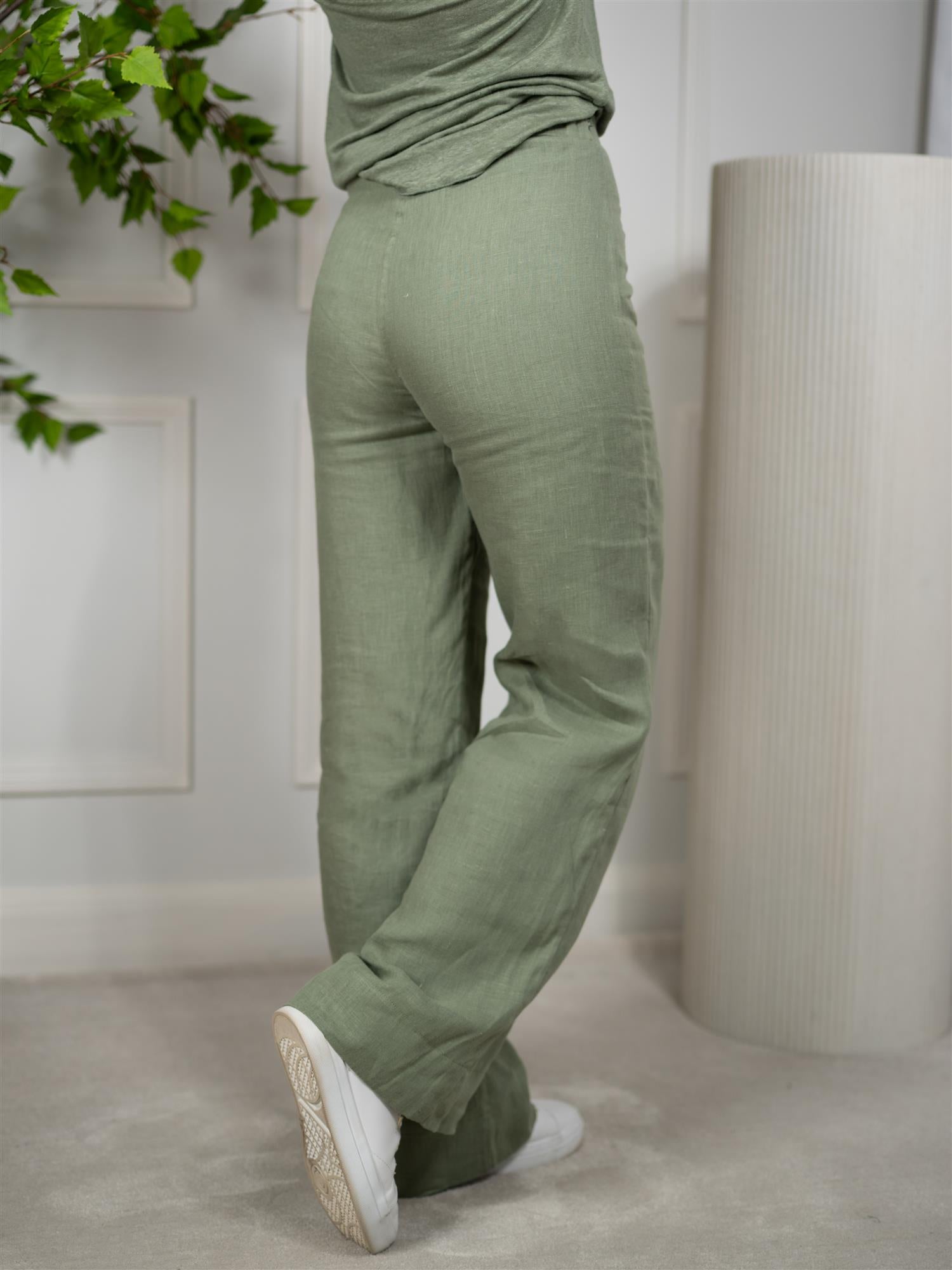 Ella&il Molly Linen Pants Green