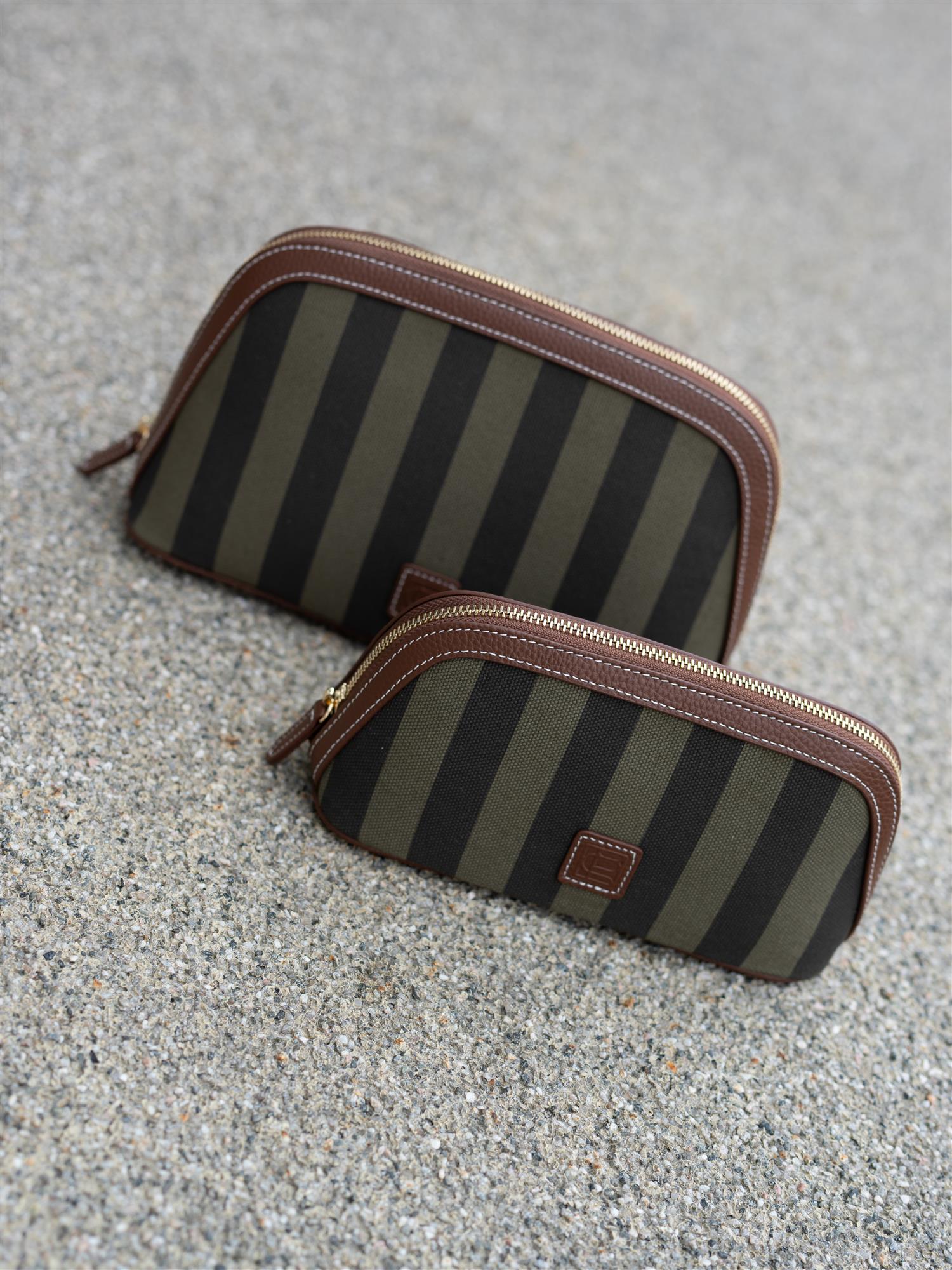 Cosmetic Pouch Large Green Stripe