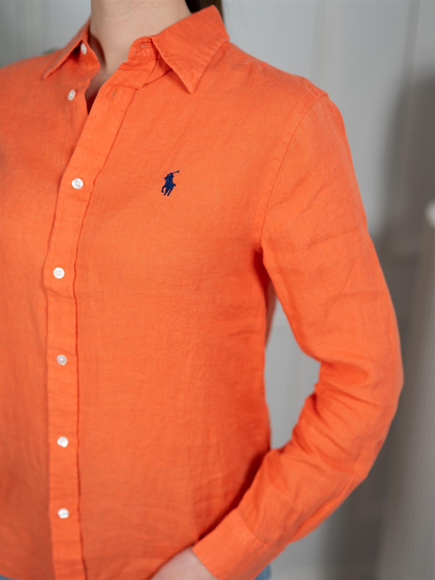 Polo Classic Fit Linen Shirt True Orange