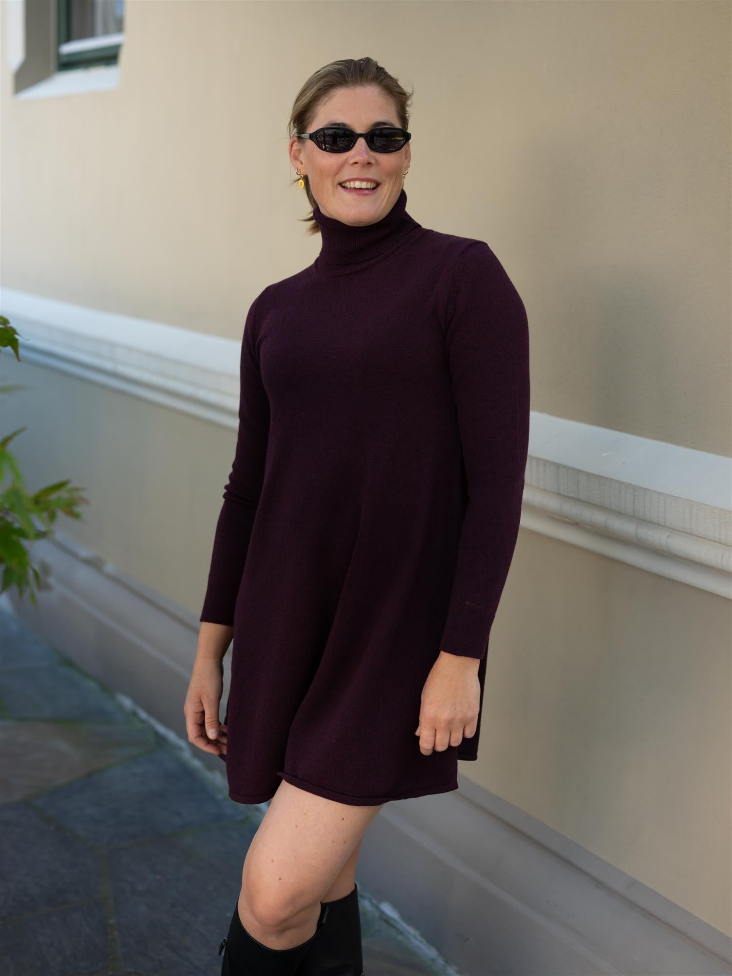Superfine Lambswool Dress Darkened Wine