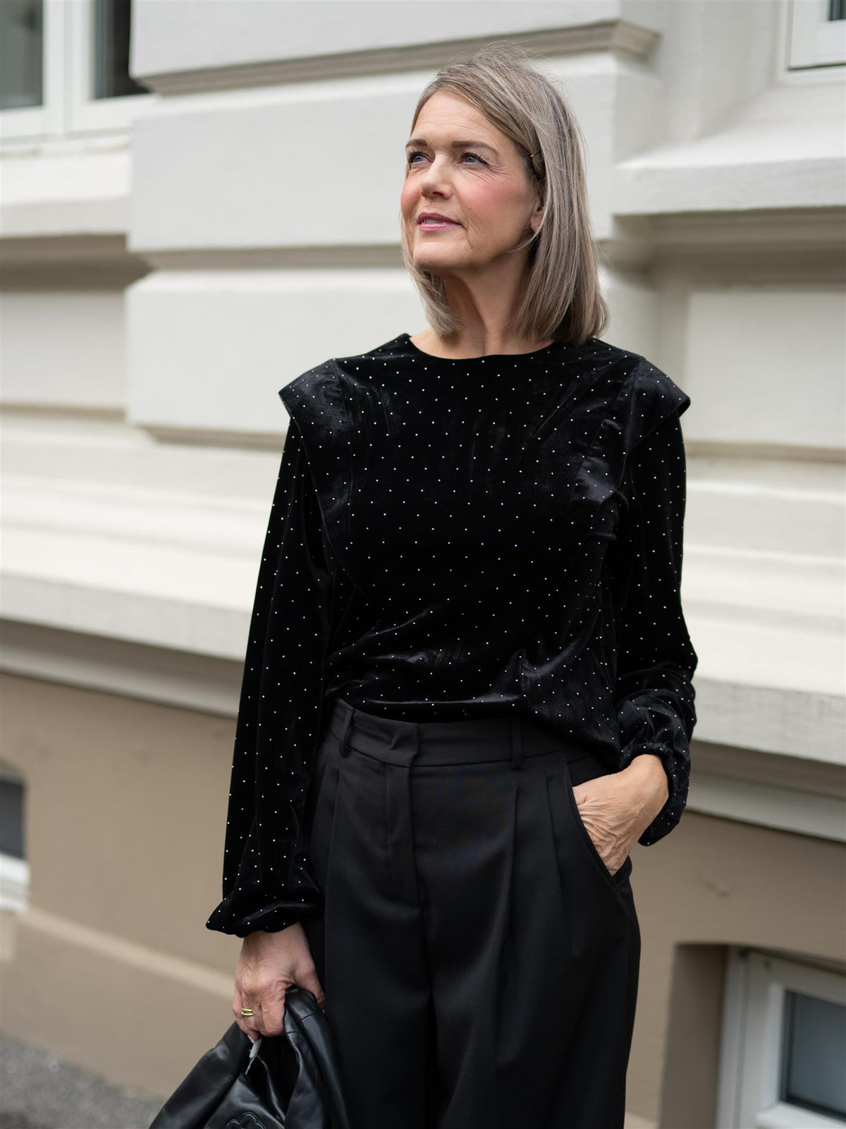 Ella&il Kendra Stud Velour Blouse Black