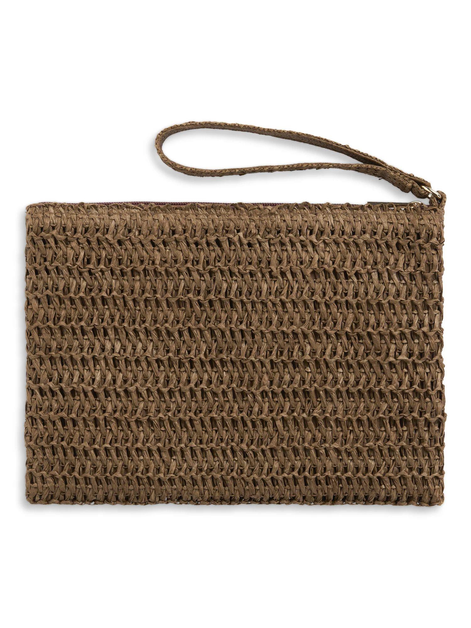 Mim Straw Clutch Brown