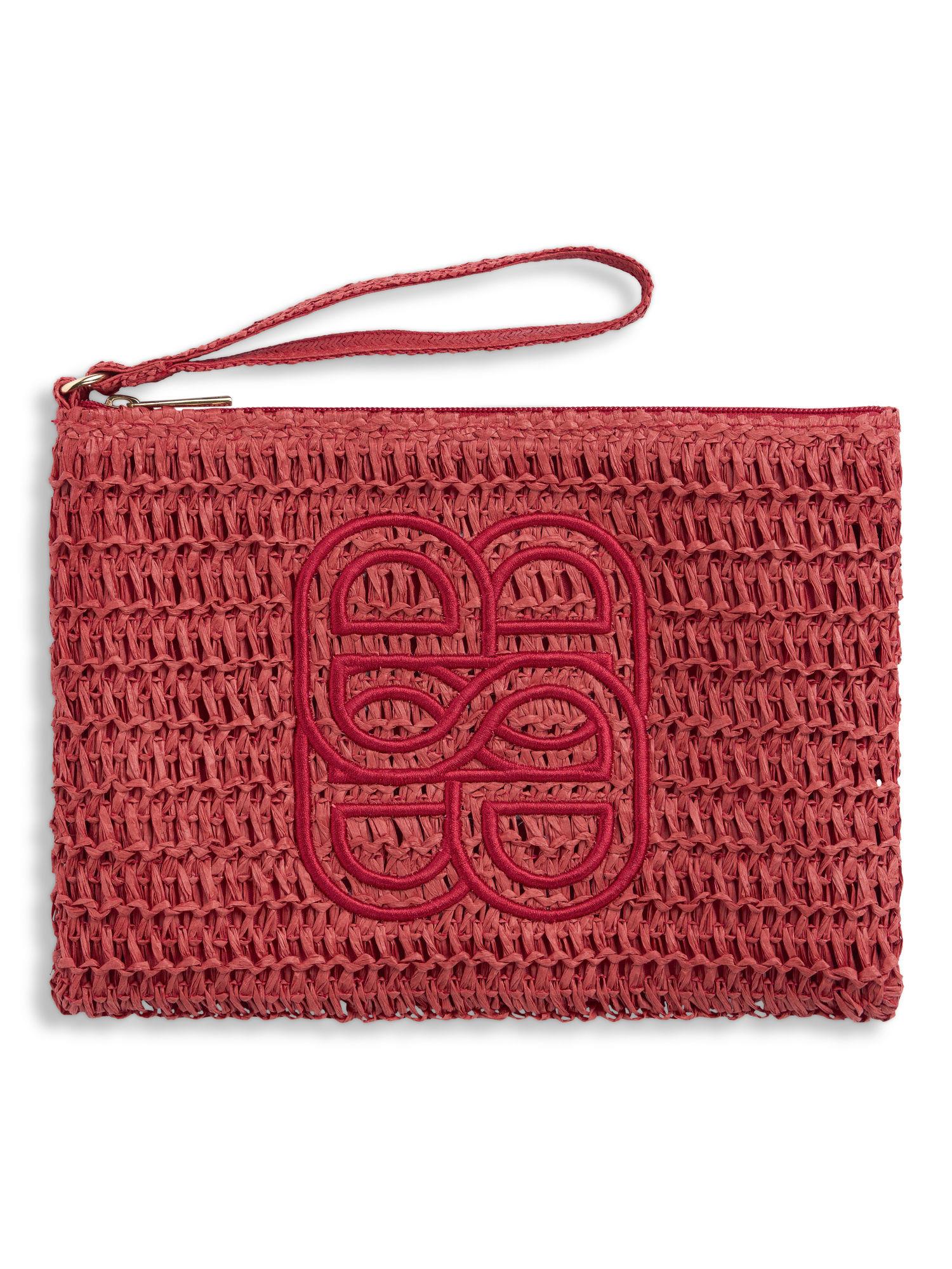 Mim Straw Clutch Red