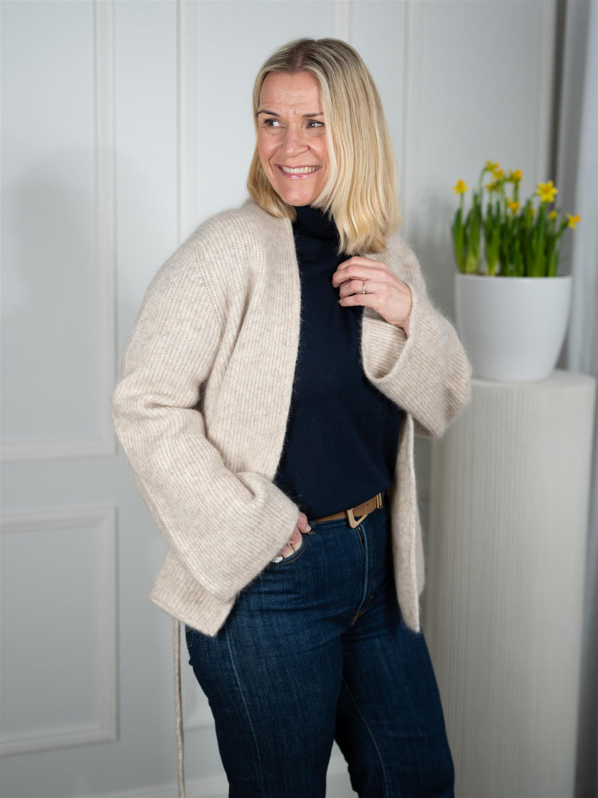 Lila Mohair Cardigan Wheat