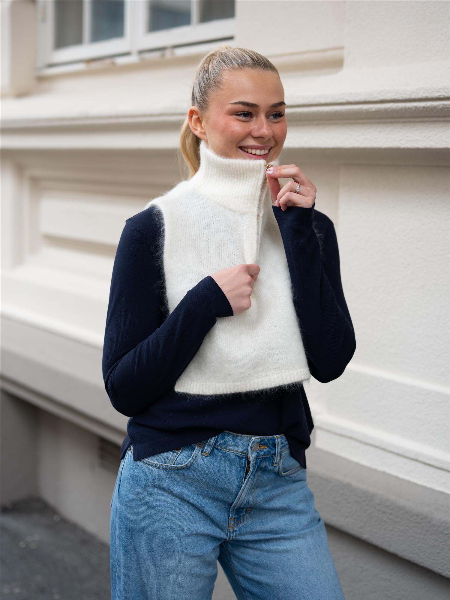 Ella&il Belinda Chunky High Neck Bright White