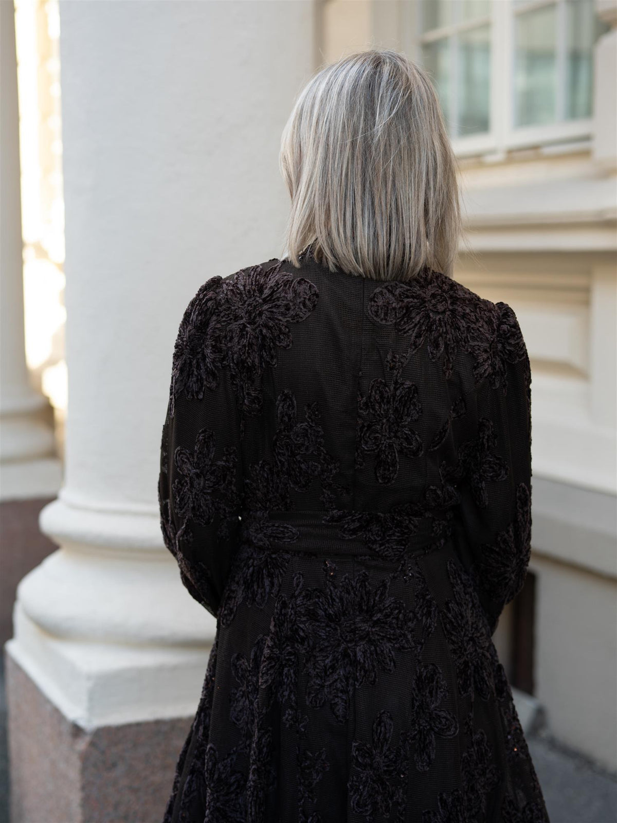Long Floral Chenille Dress Choco