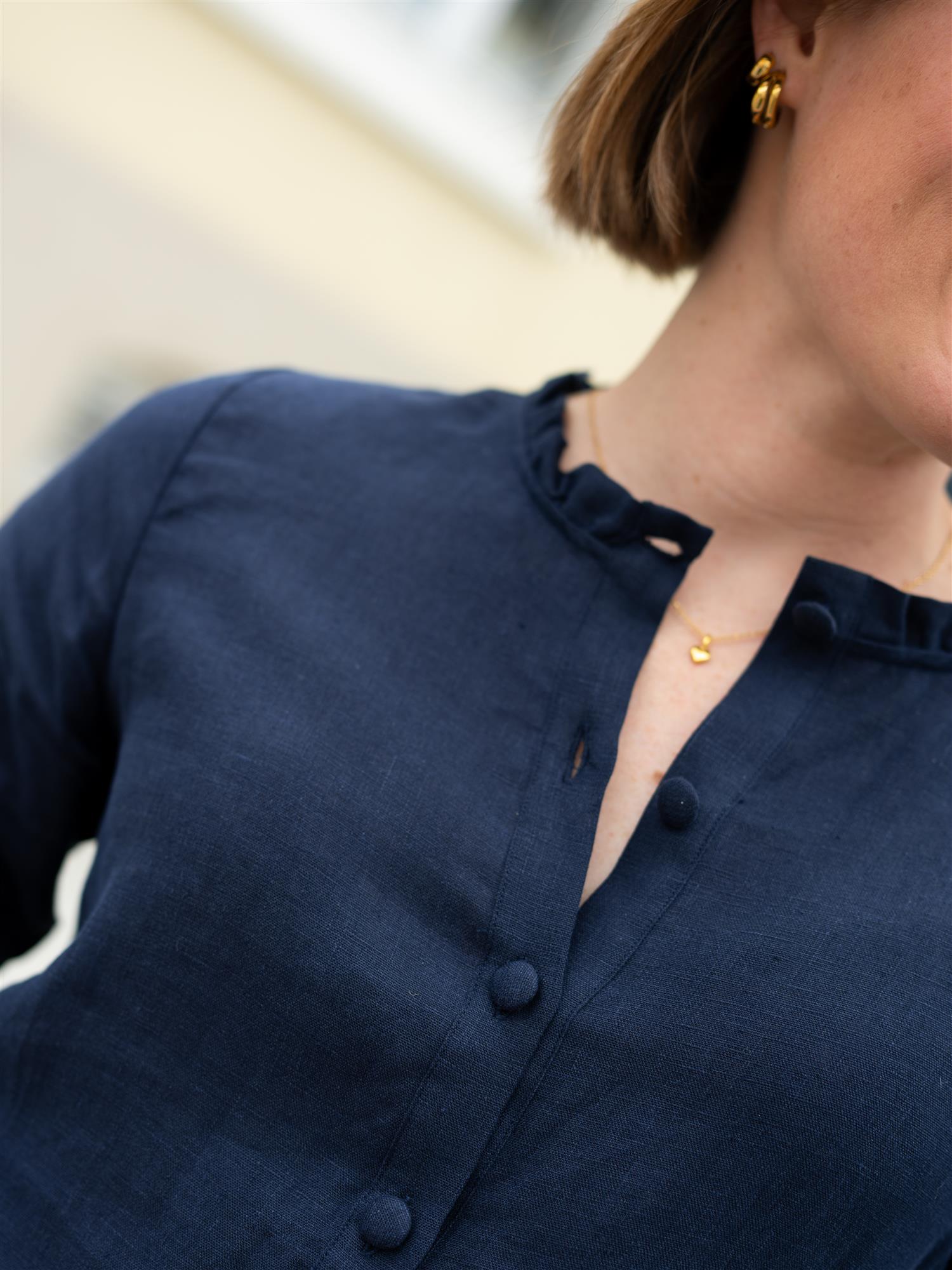 Ella&il Clarion Linen Shirt Navy