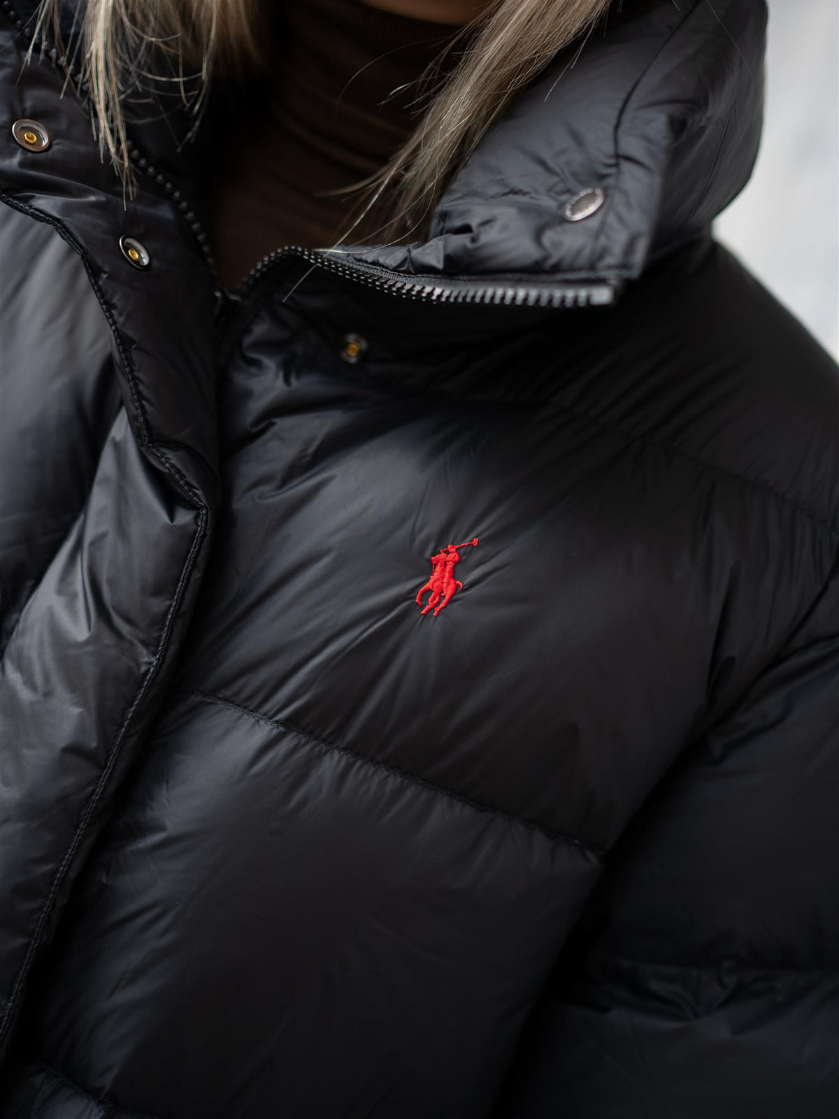 Woven Puffer Coat Black