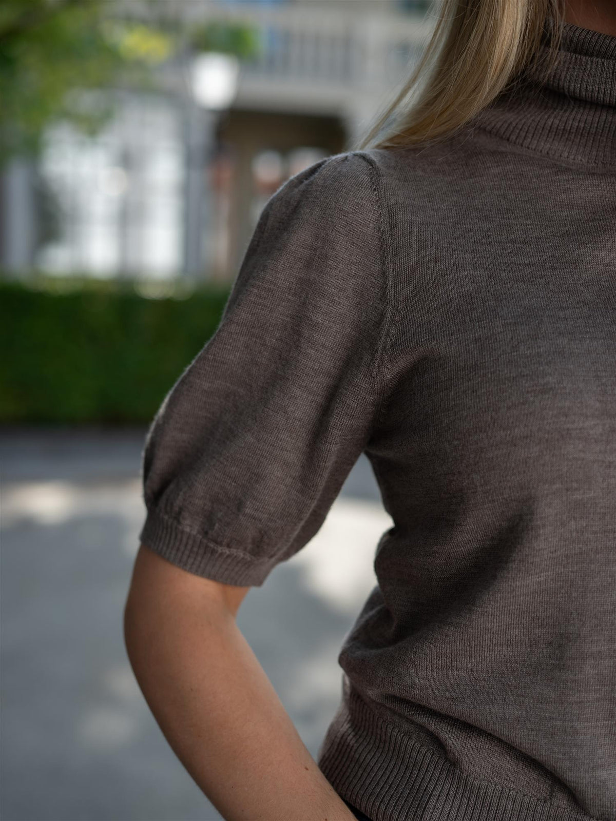 Merino Puff Tee Ash Brown