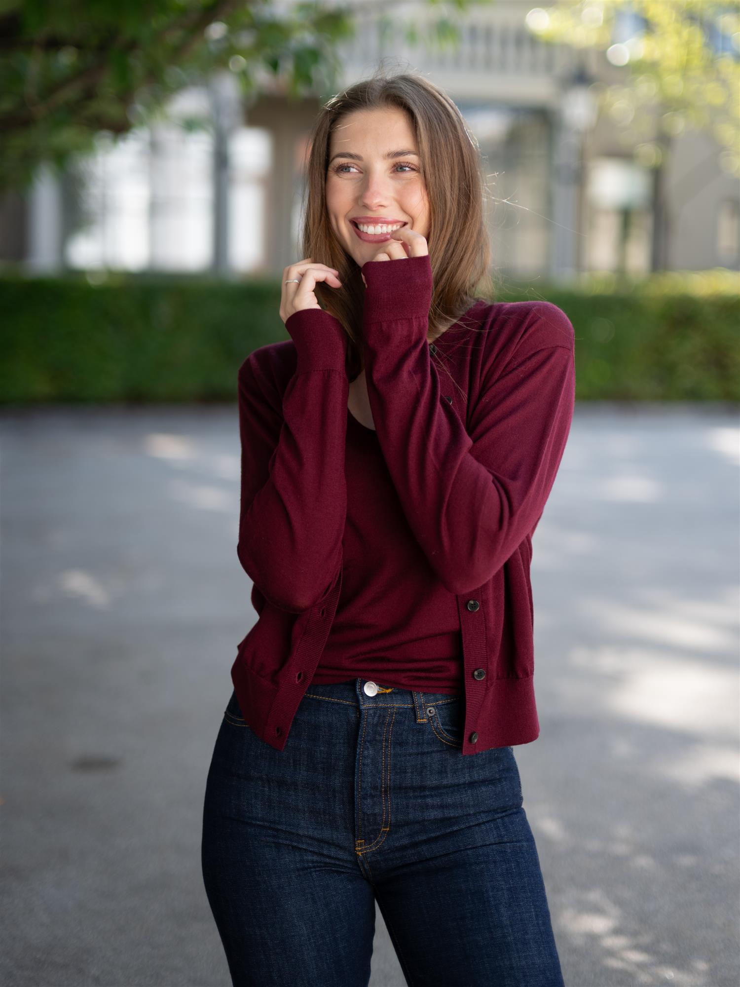 Lilja Merino Cardigan Plum