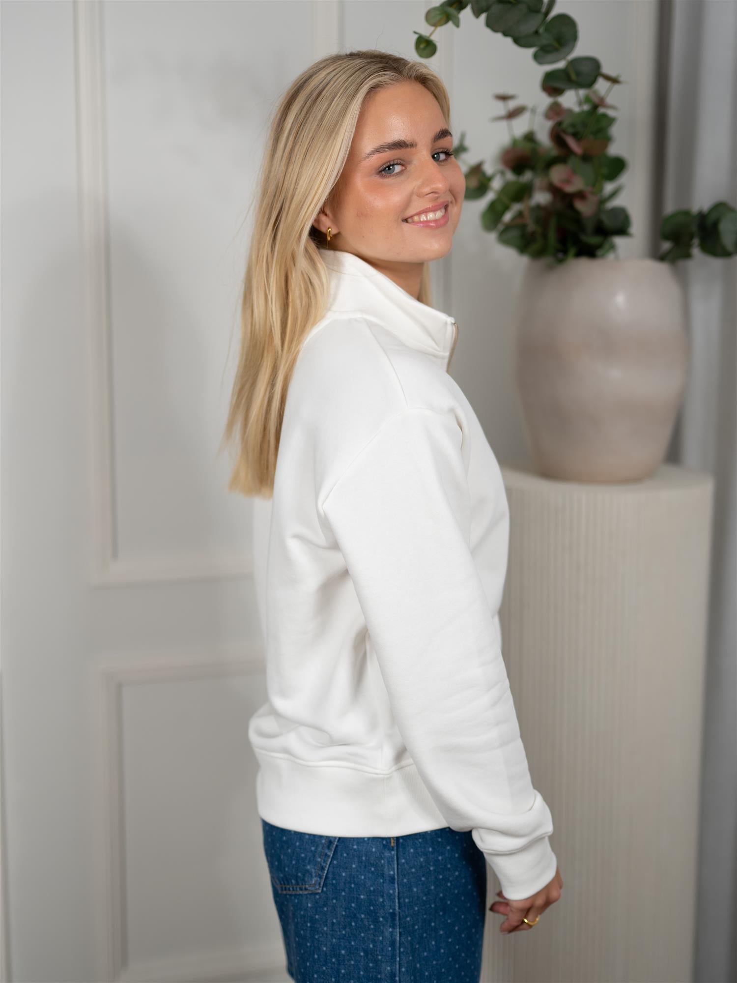 Gant Shield Bomullsgenser Med Half-Zip Eggshell
