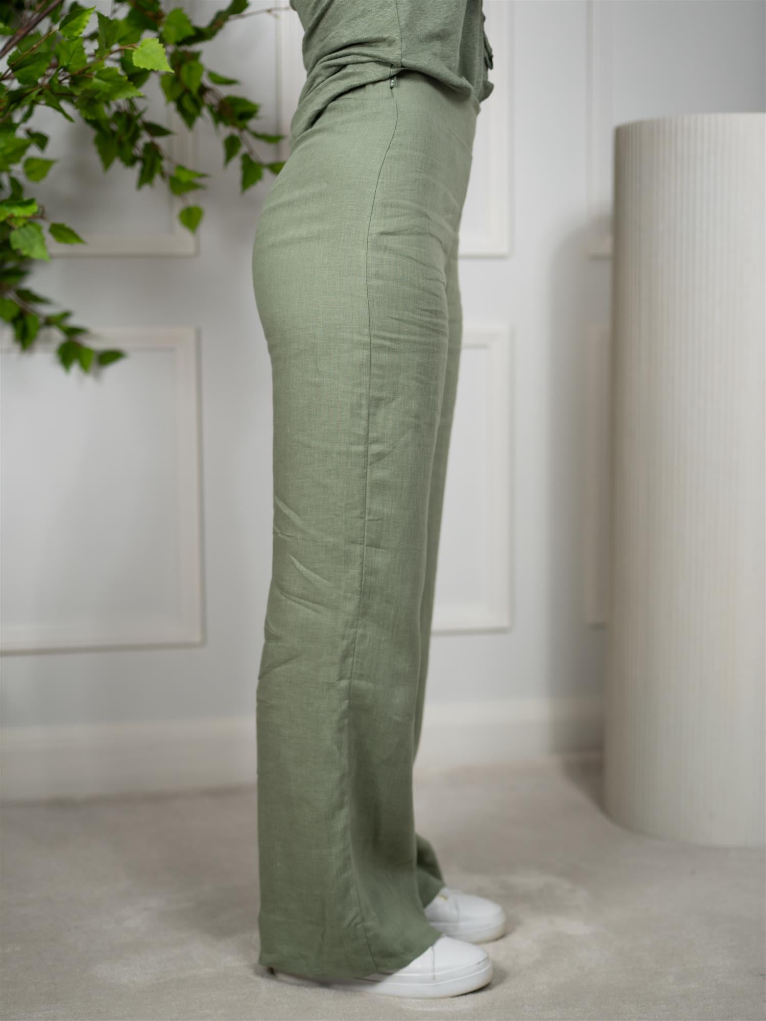 Ella&il Molly Linen Pants Green
