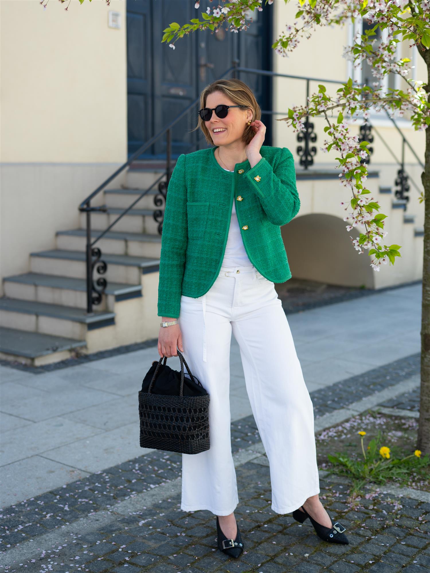 Cambio Palazzo Cropped Fresh White