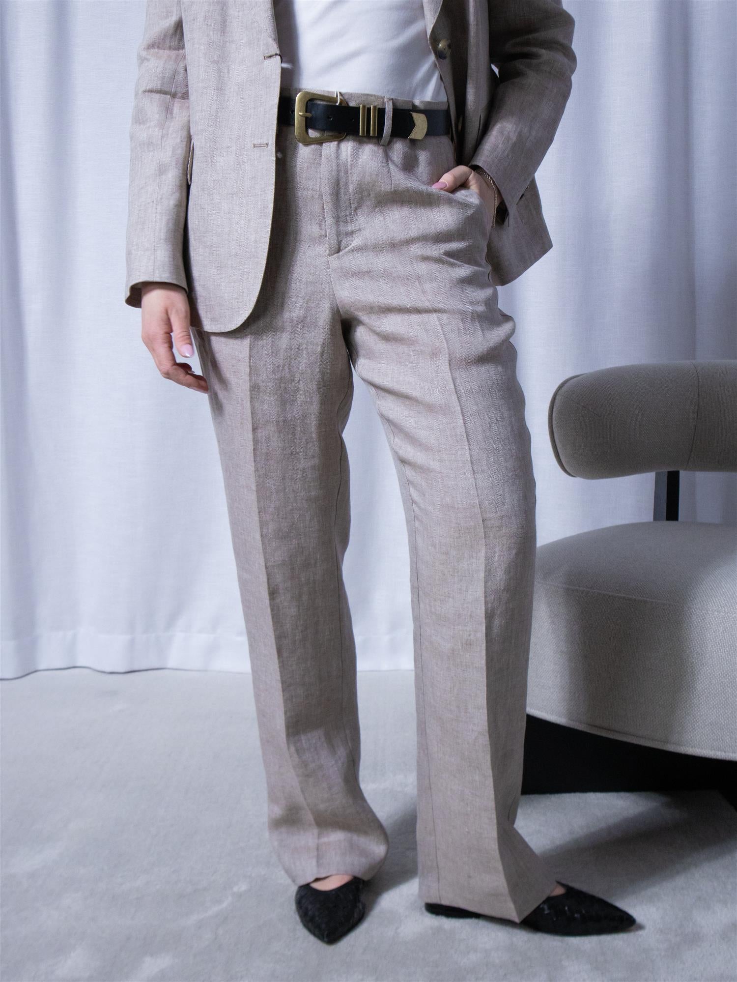 Sand Dori High Trousers Beige