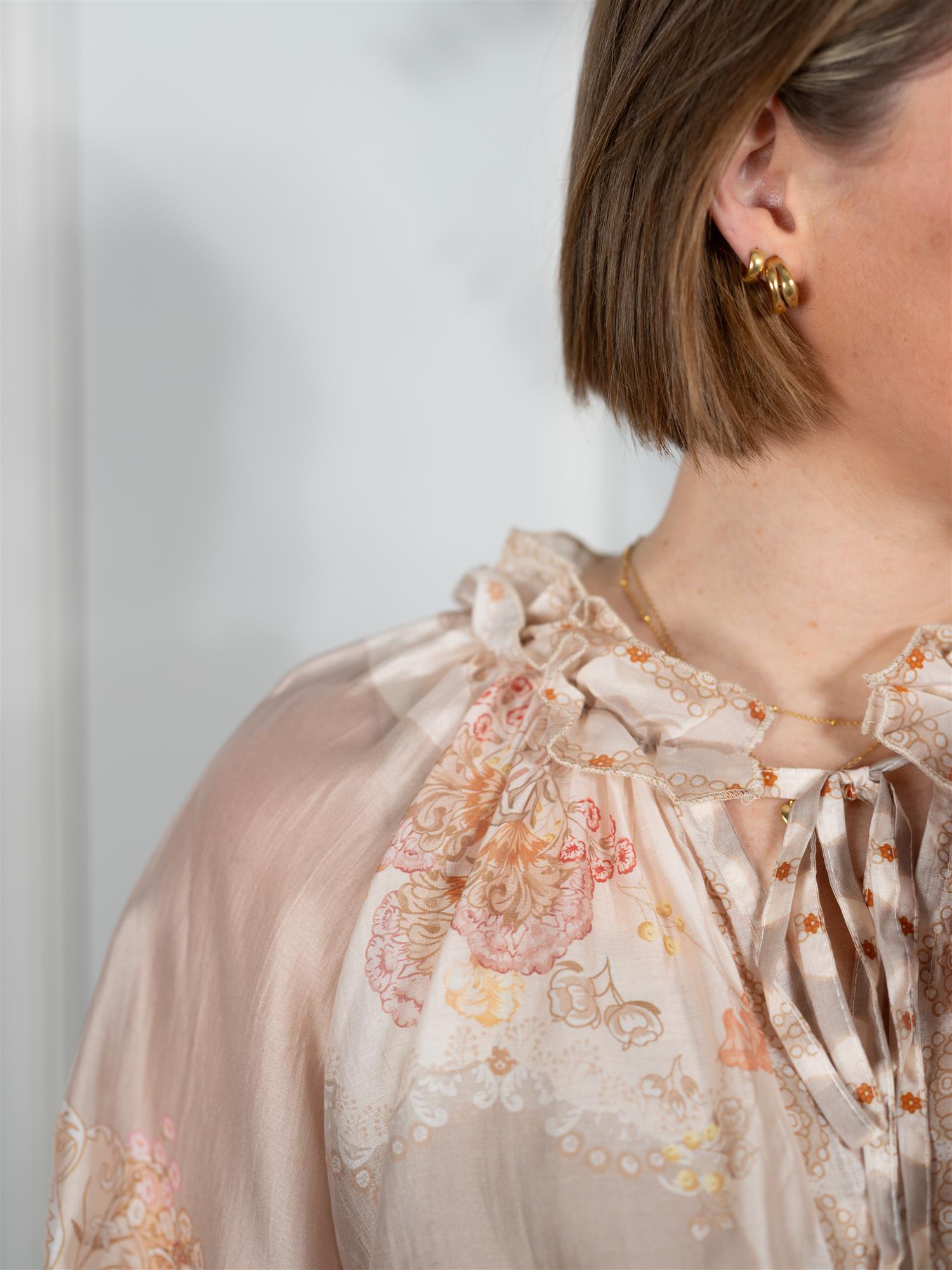 Print Bluse Beige