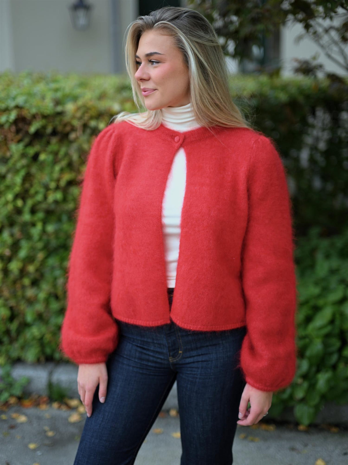Amelia Chunky Cardigan Bright Red