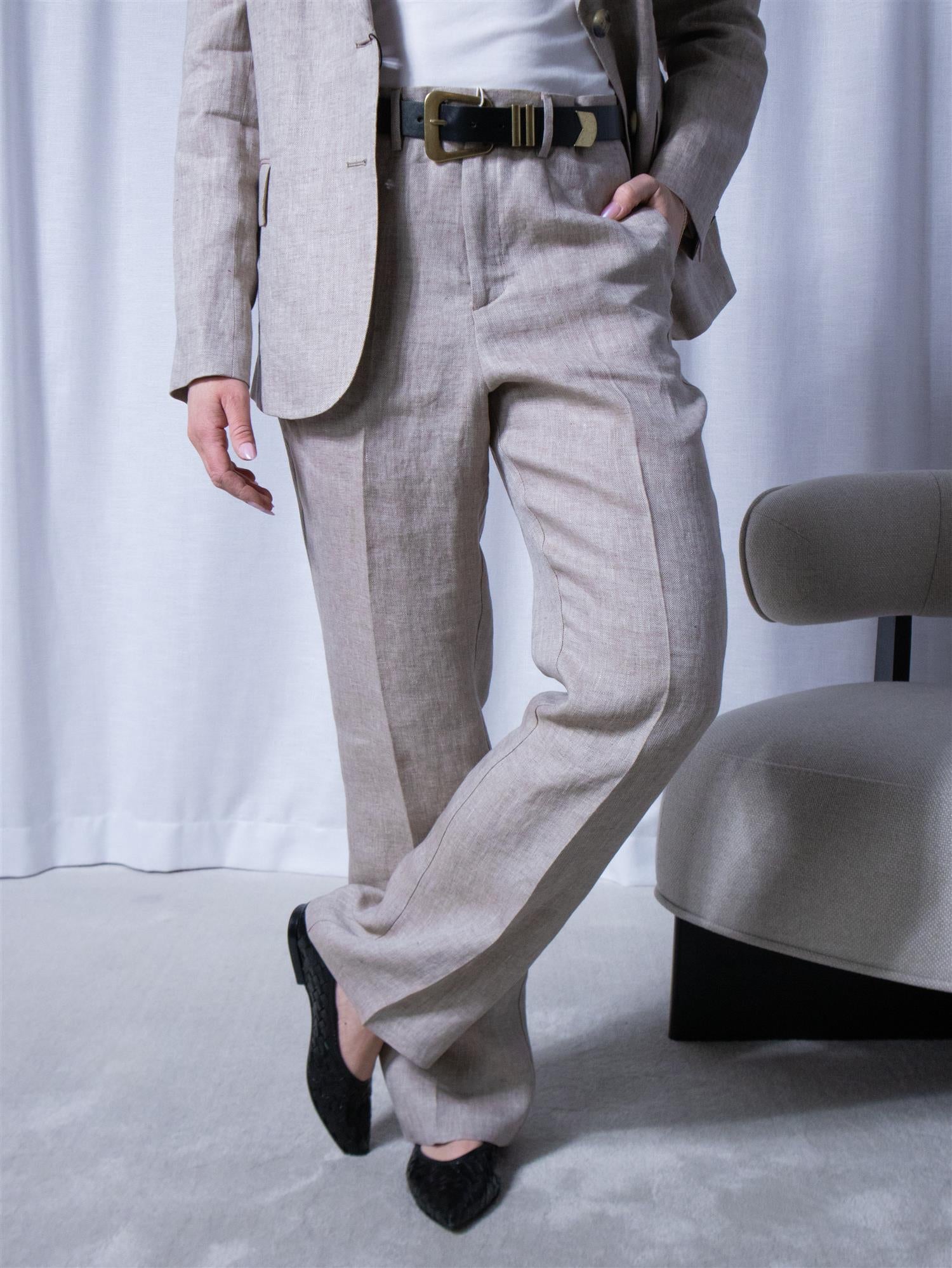 Sand Dori High Trousers Beige