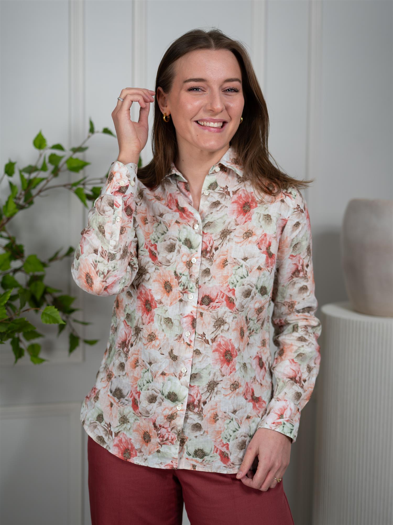 Stenströms Sofie Shirt Light Orange Pattern