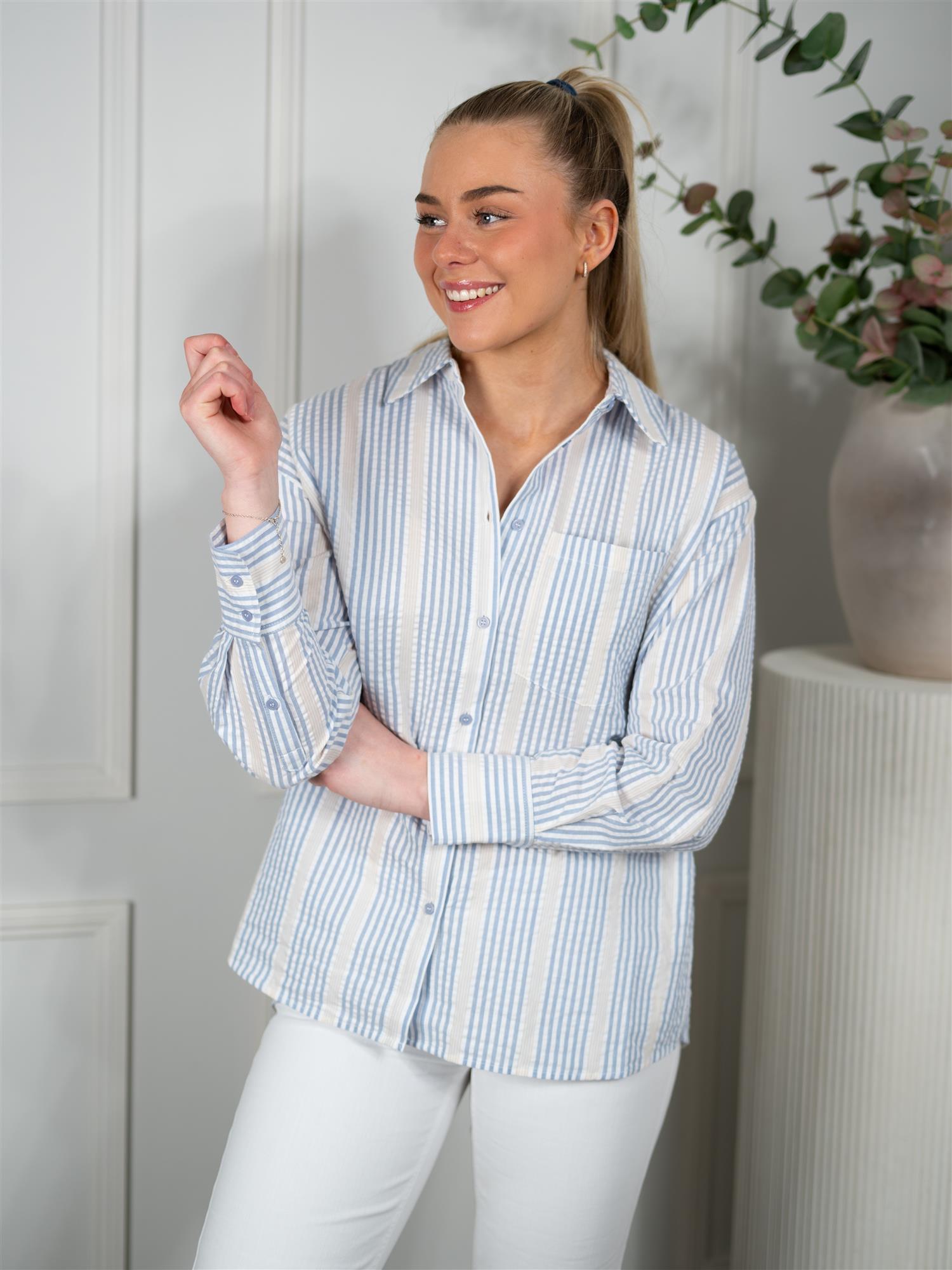 Camilla Pihl Bibi Crepe Shirt Blue Stripe