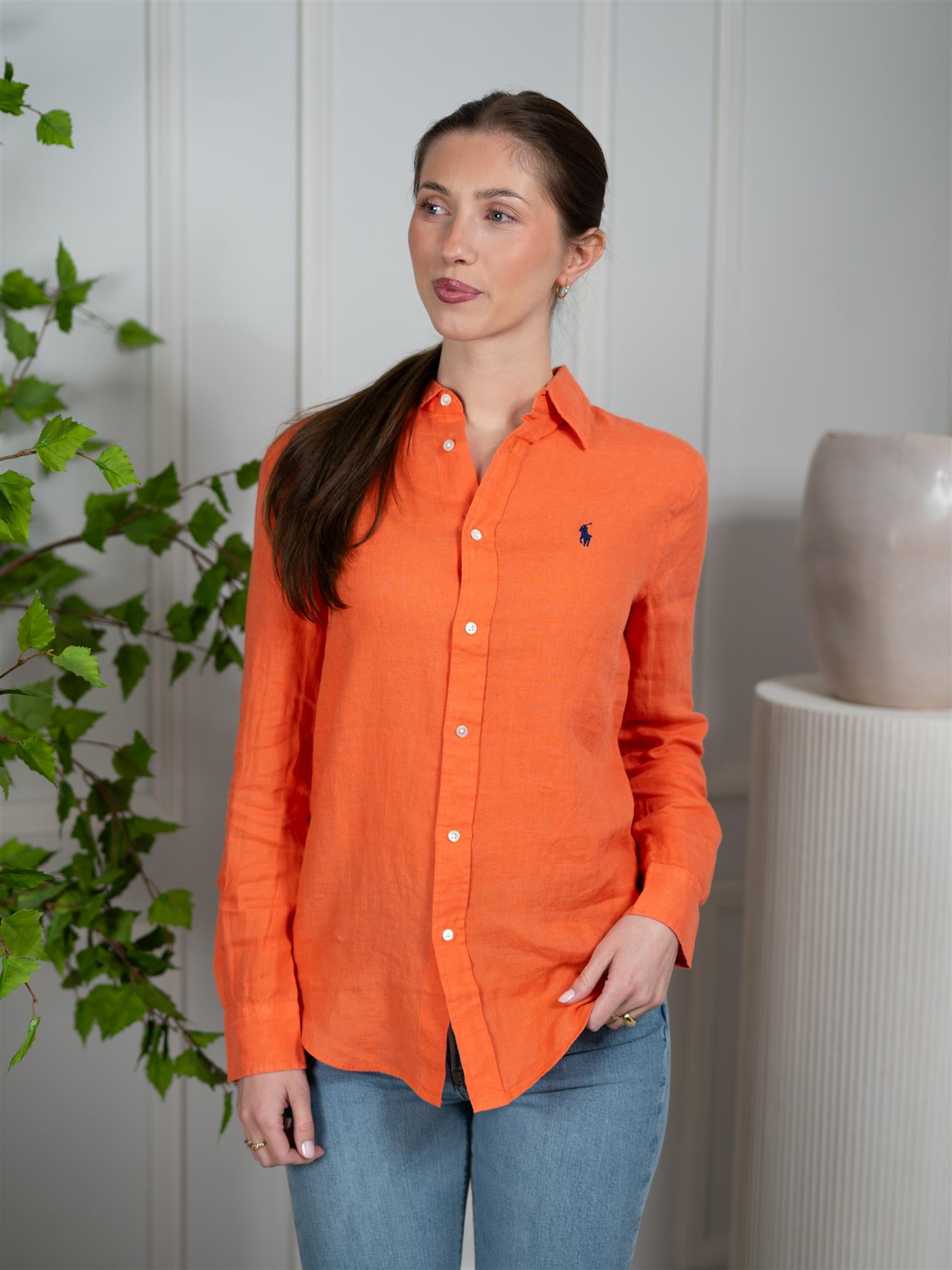 Polo Classic Fit Linen Shirt True Orange