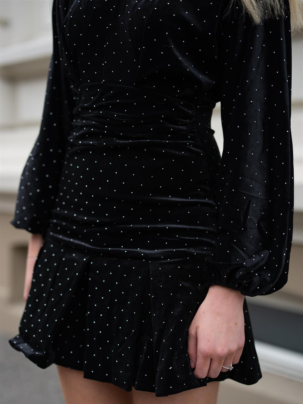 Ella&il Jamal Stud Velour Dress Black