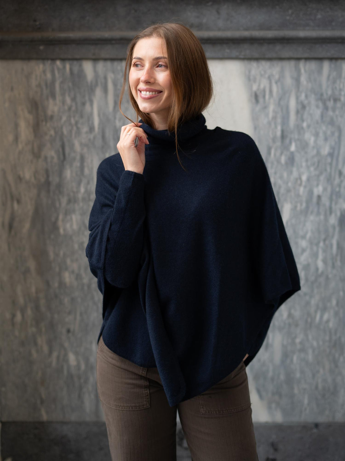 Triangle Poncho Navy