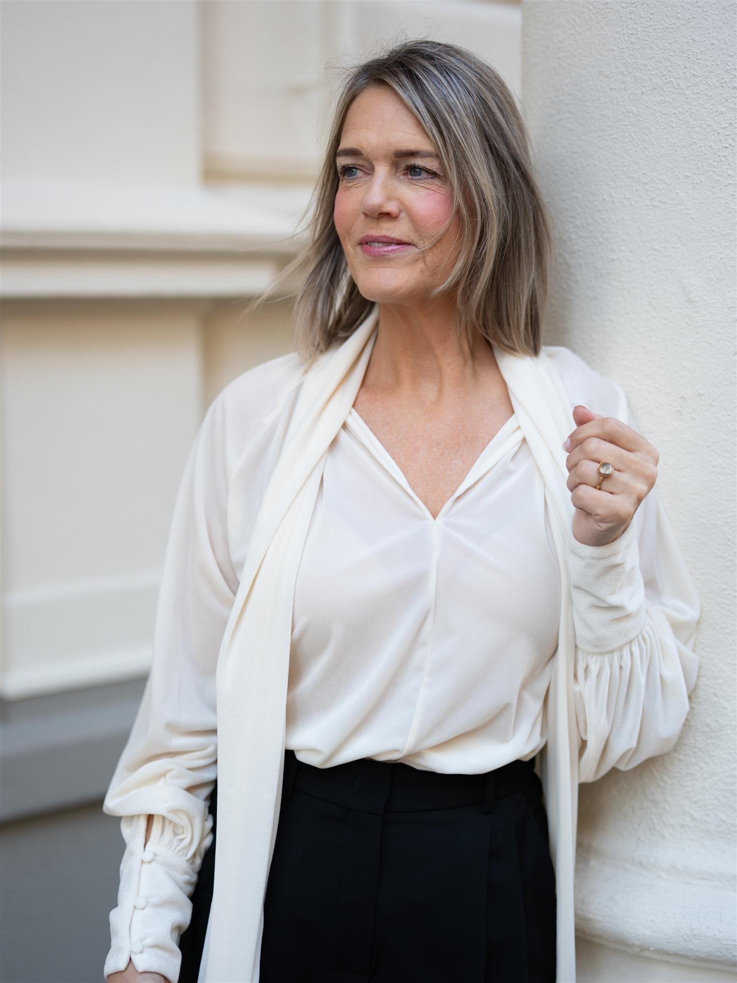 Ella&il Lill Velour Top White