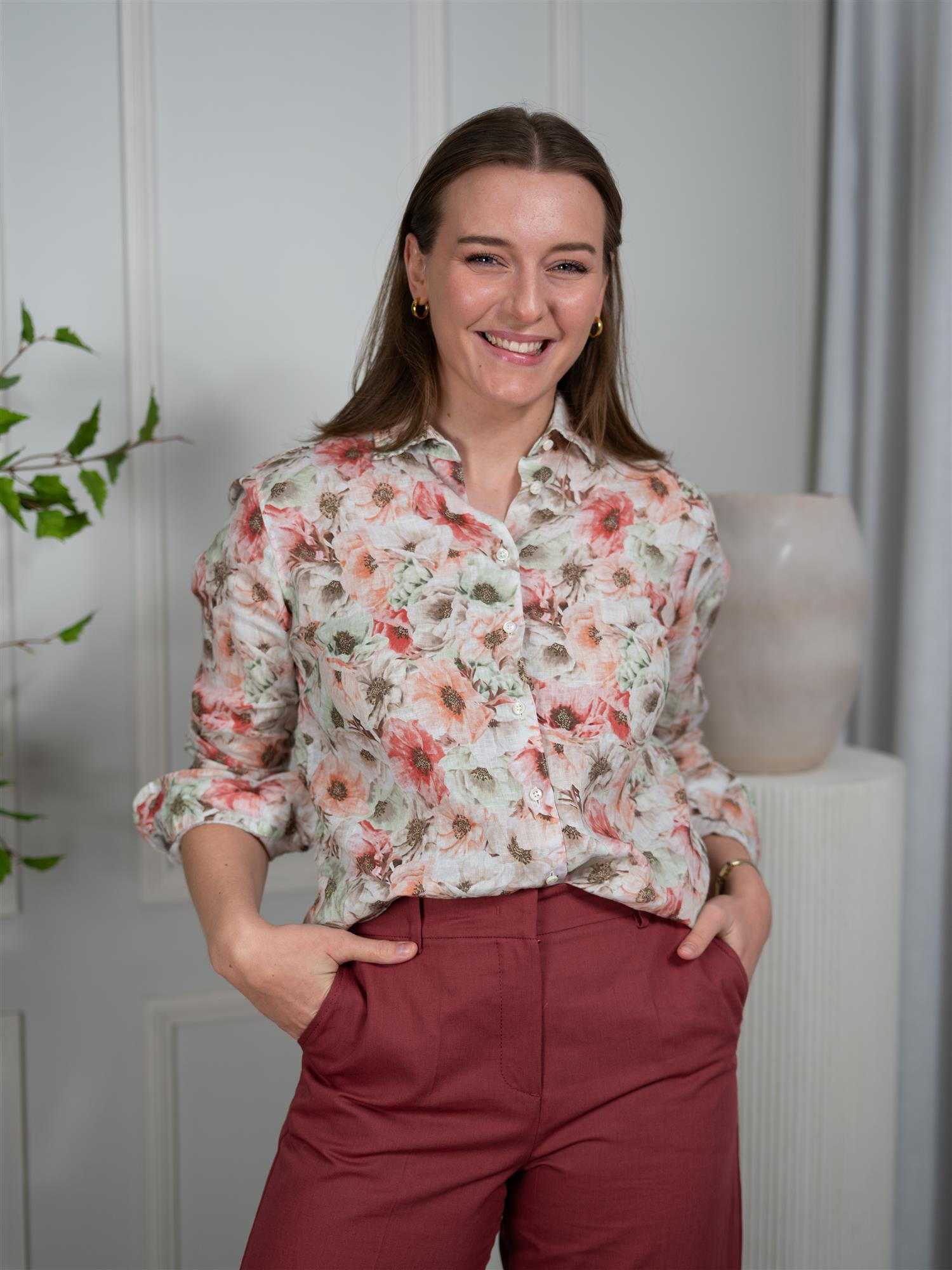 Stenströms Sofie Shirt Light Orange Pattern