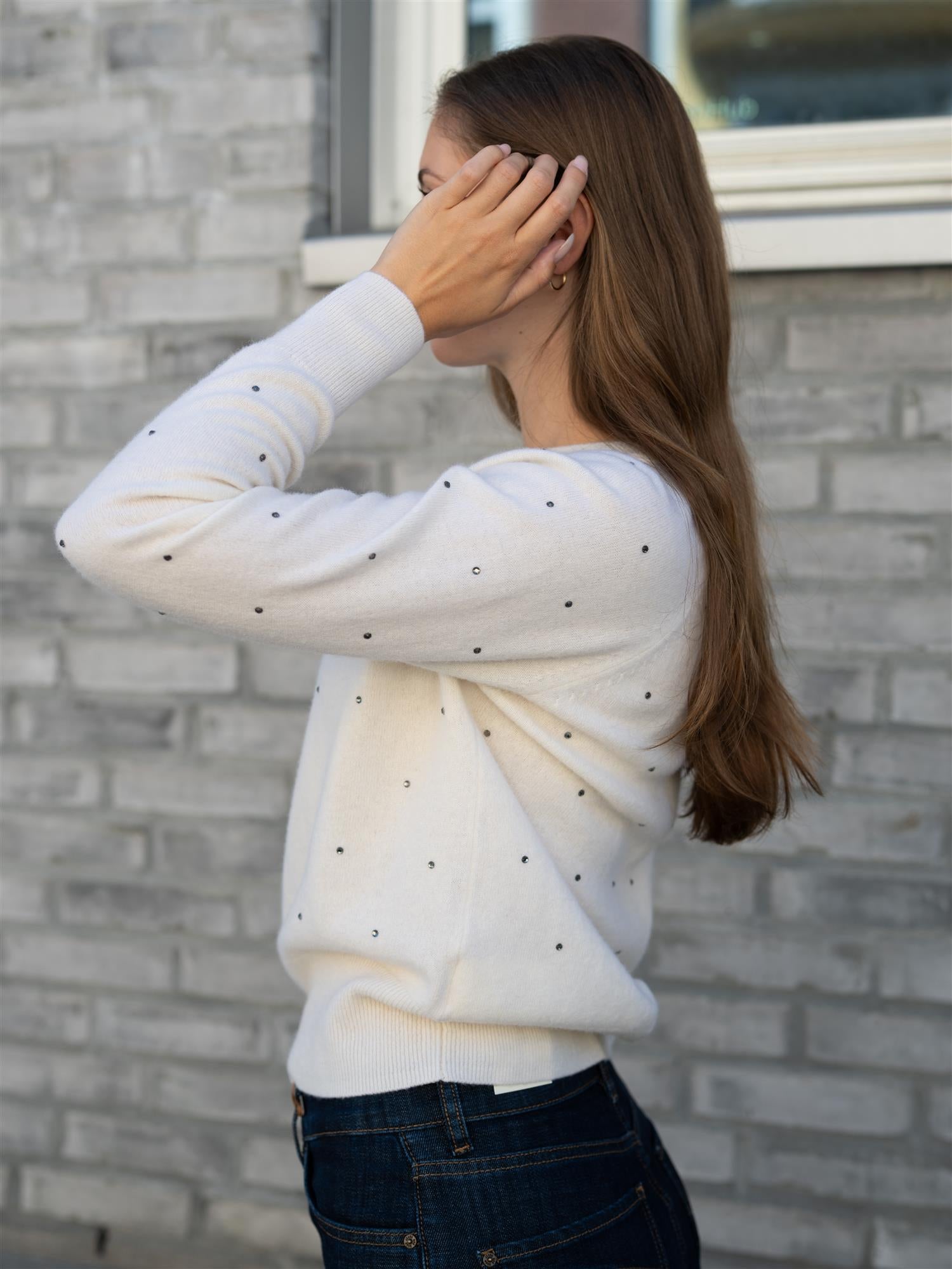 Fabienne Chapot Lidi Rhinestone Pullover Cosy White