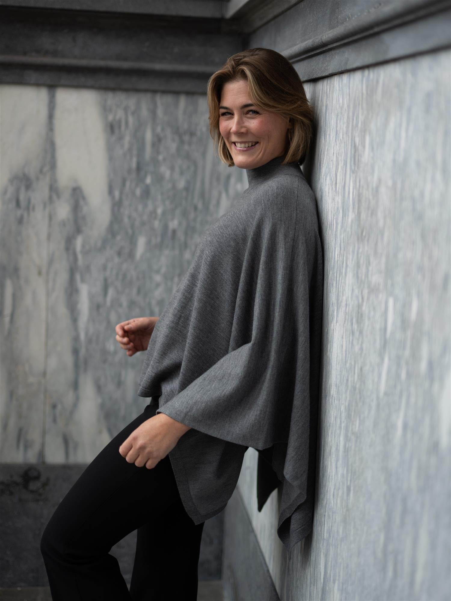 Julie Josephine Agate Poncho Stone Grey