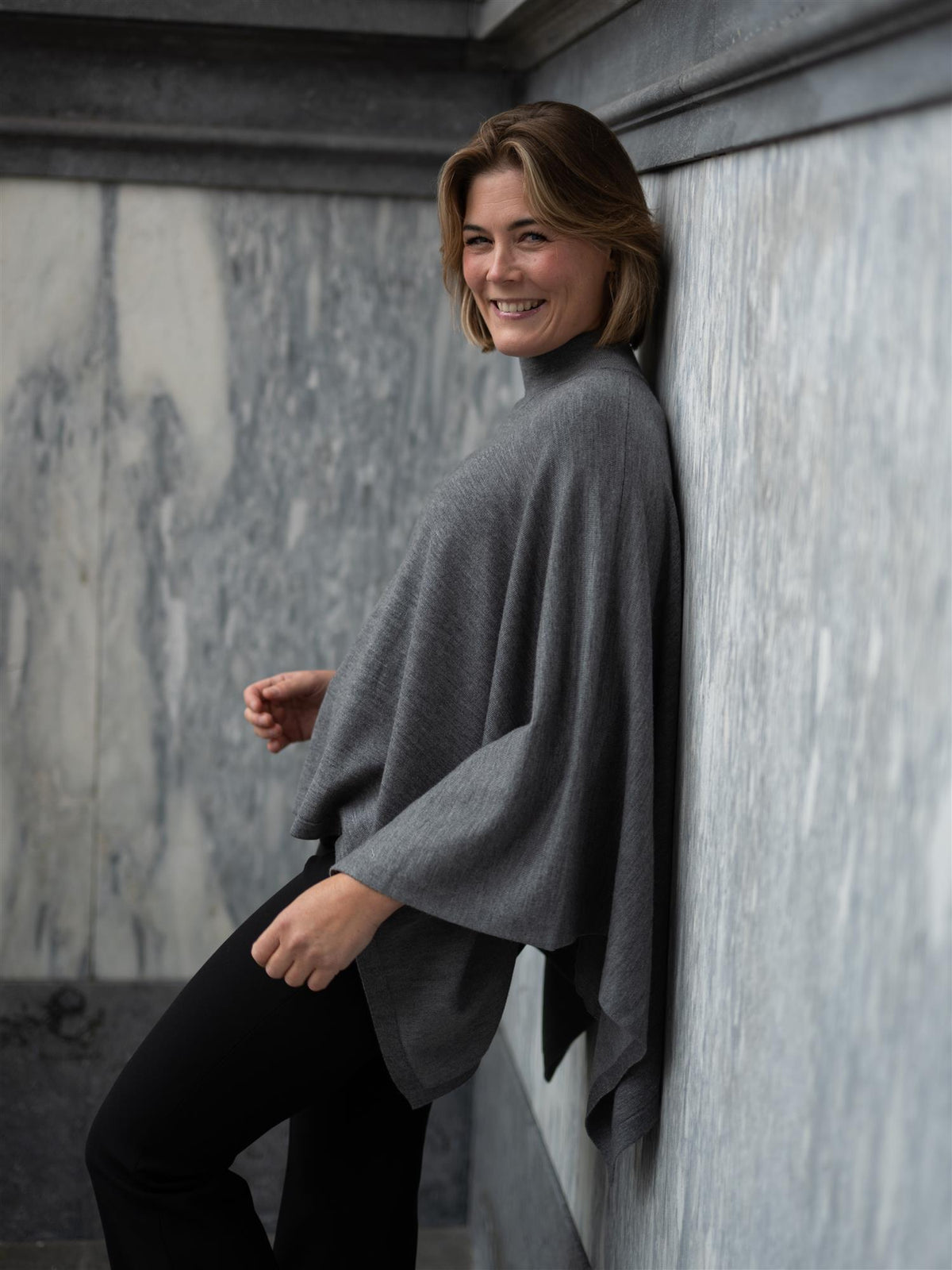 Julie Josephine Agate Poncho Stone Grey