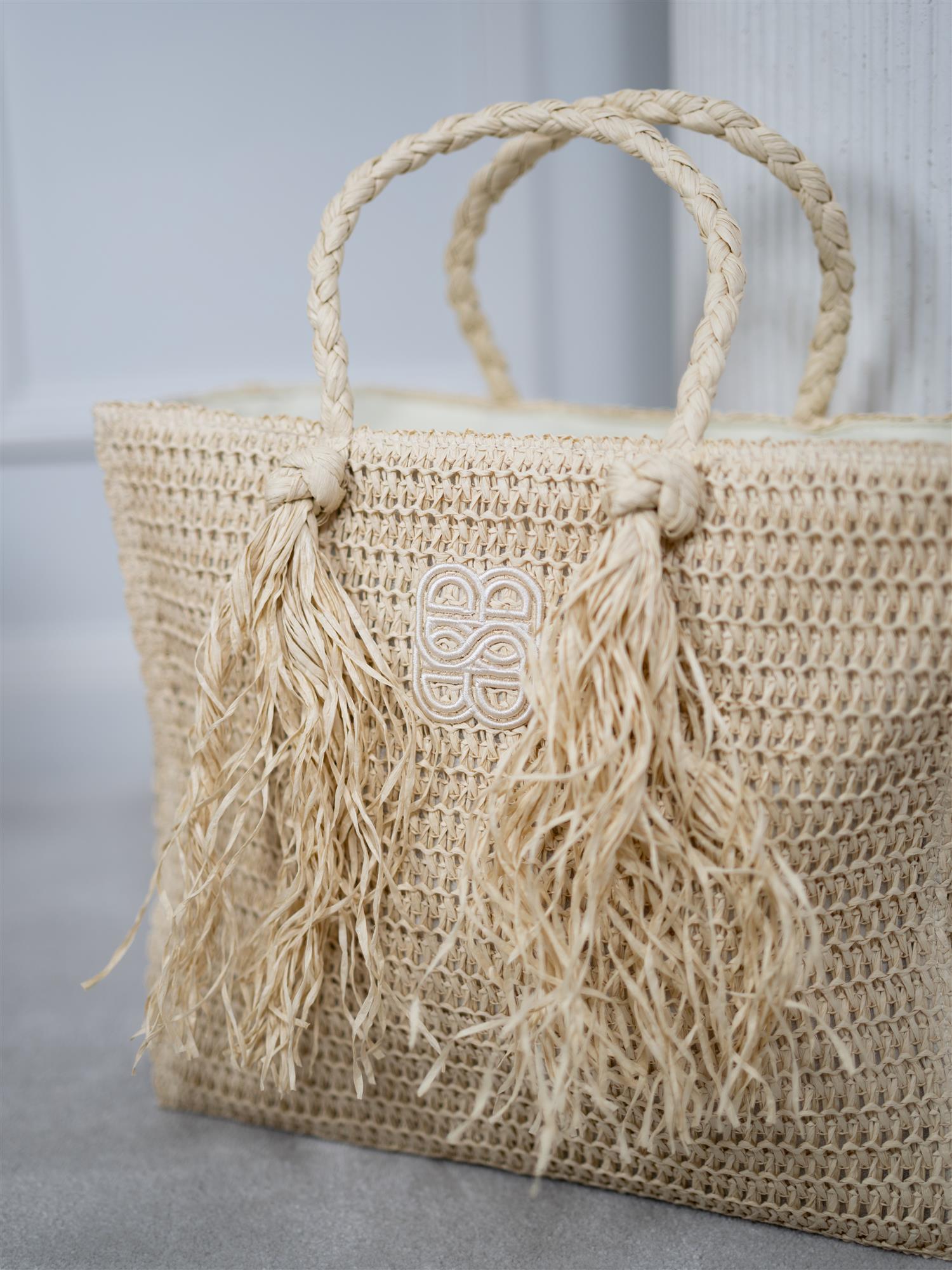 Ella&il Rikke Straw Bag Beige