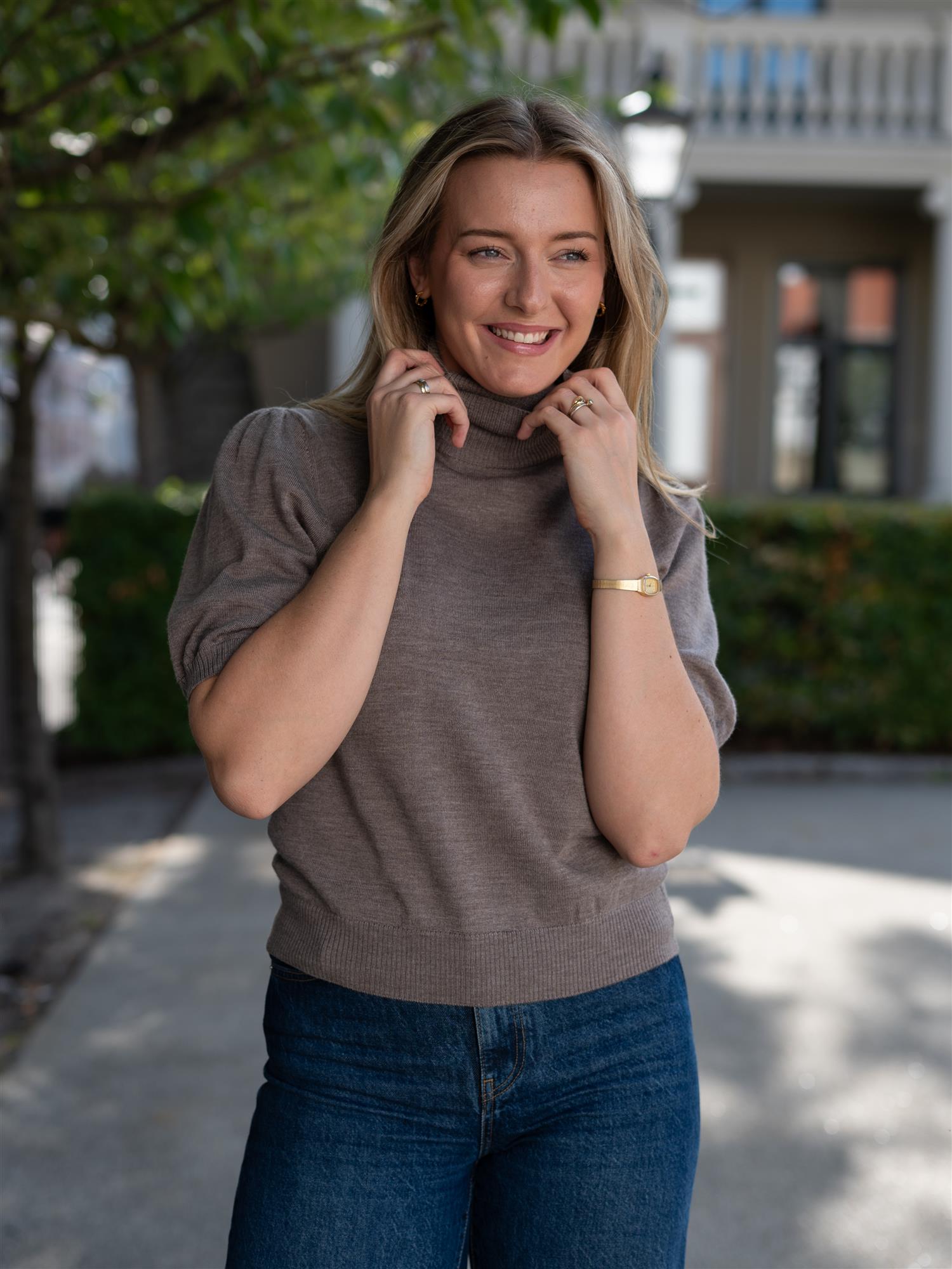 Dear Dharma Merino Puff Tee Ash Brown