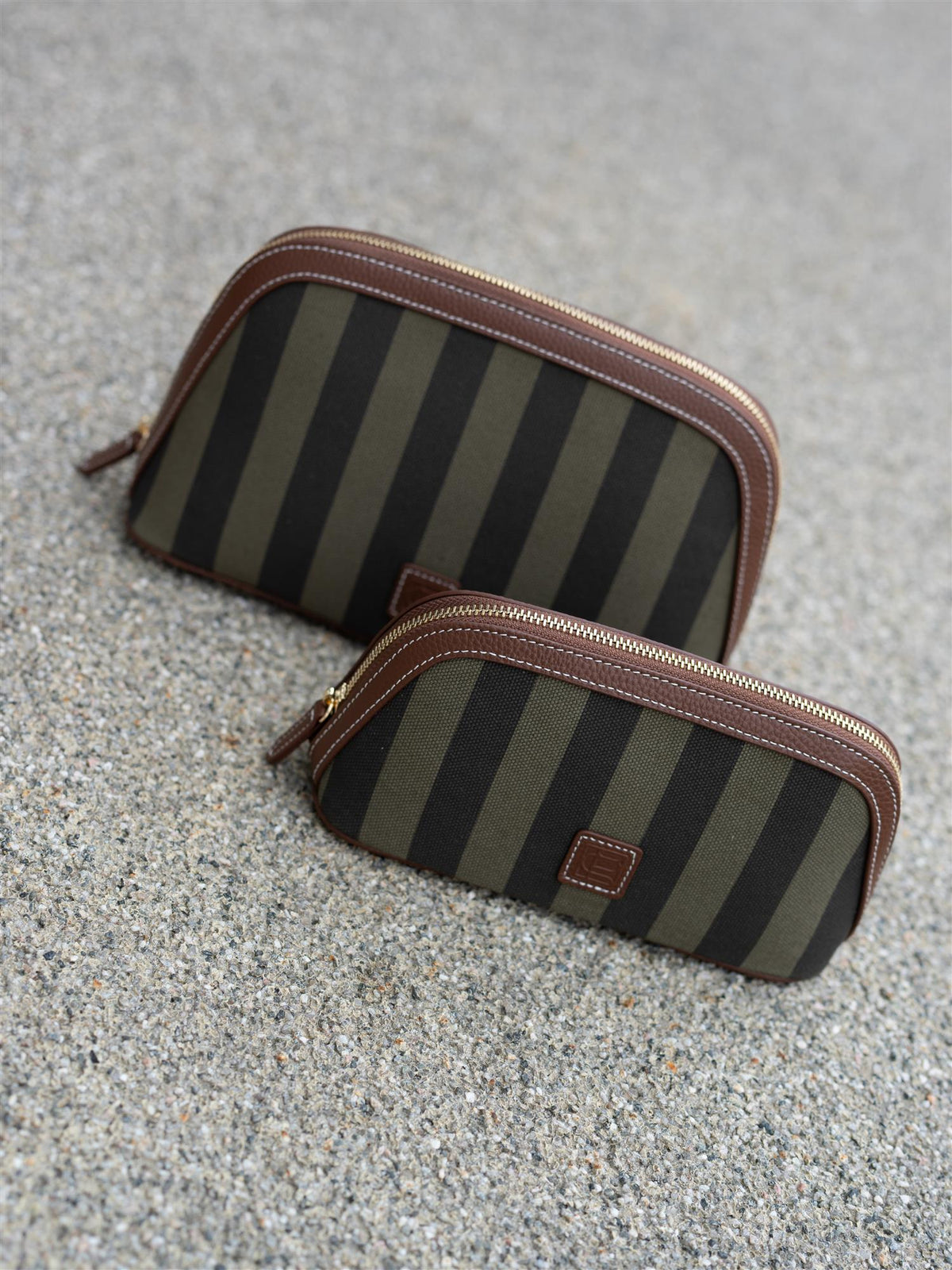 Cosmetic Pouch Small Green Stripe