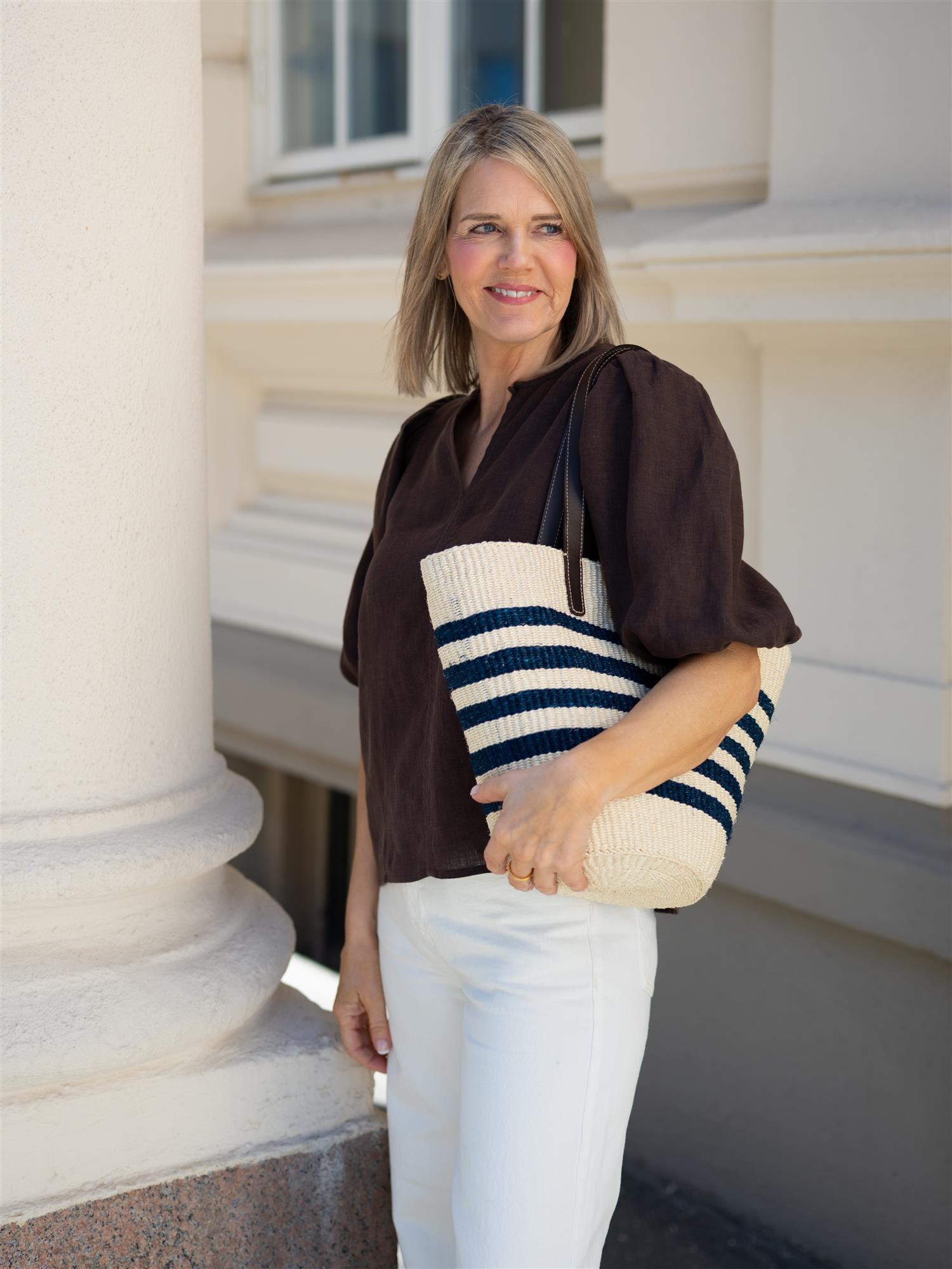 Ella&il Anna Linen Top Dark Brown