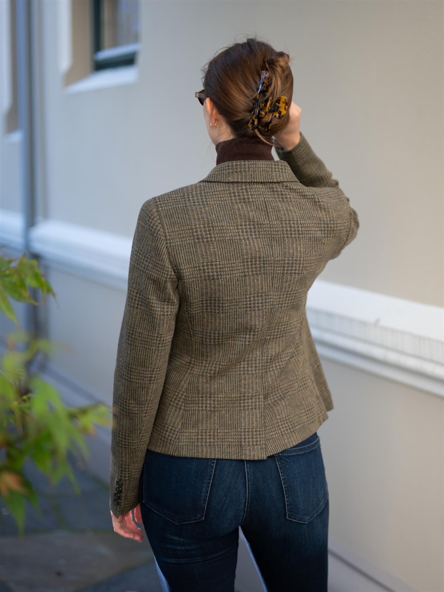 Single-Breasted Glen Check Blazer