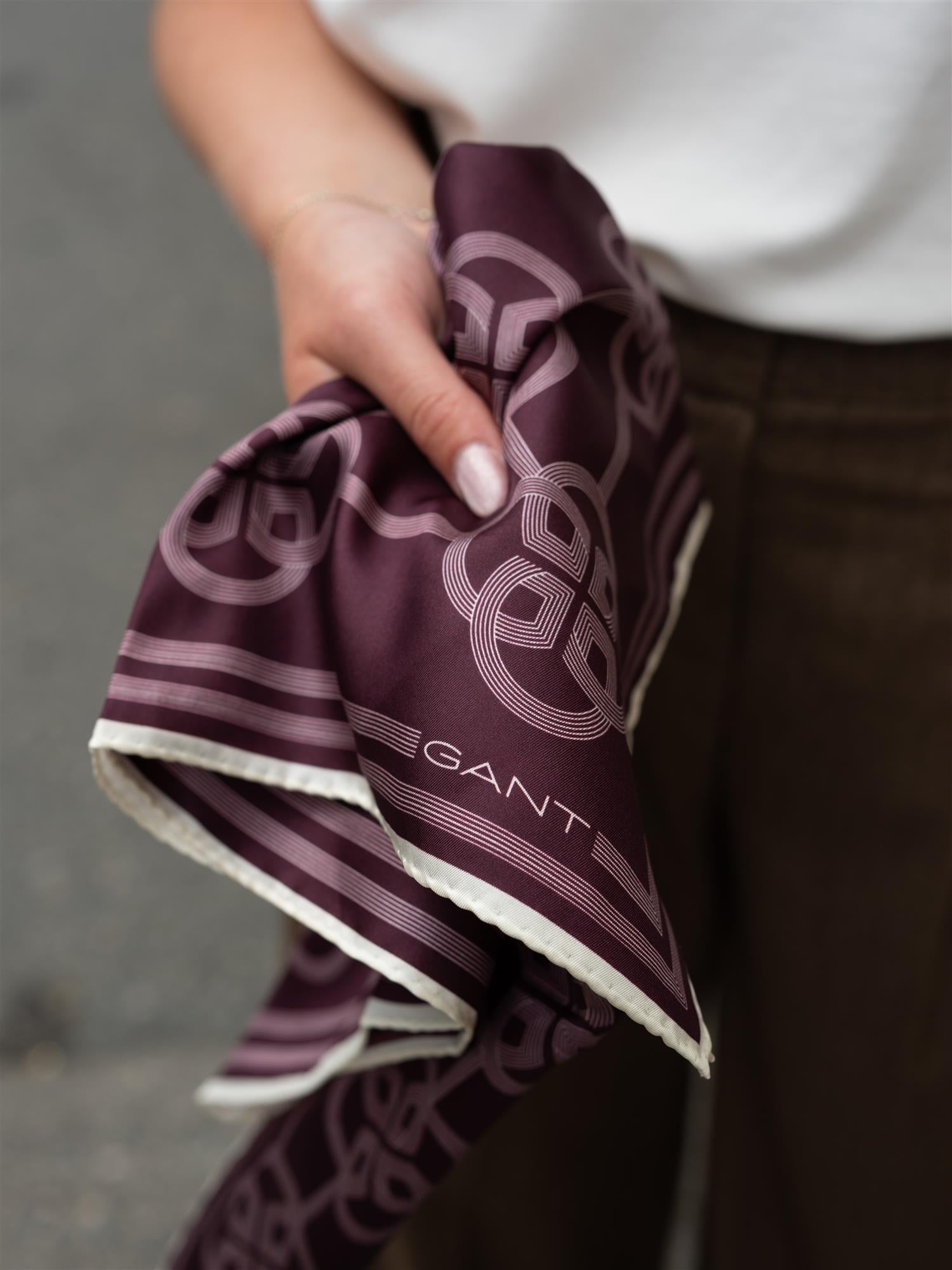 Gant Monogram Print Silk Scarf